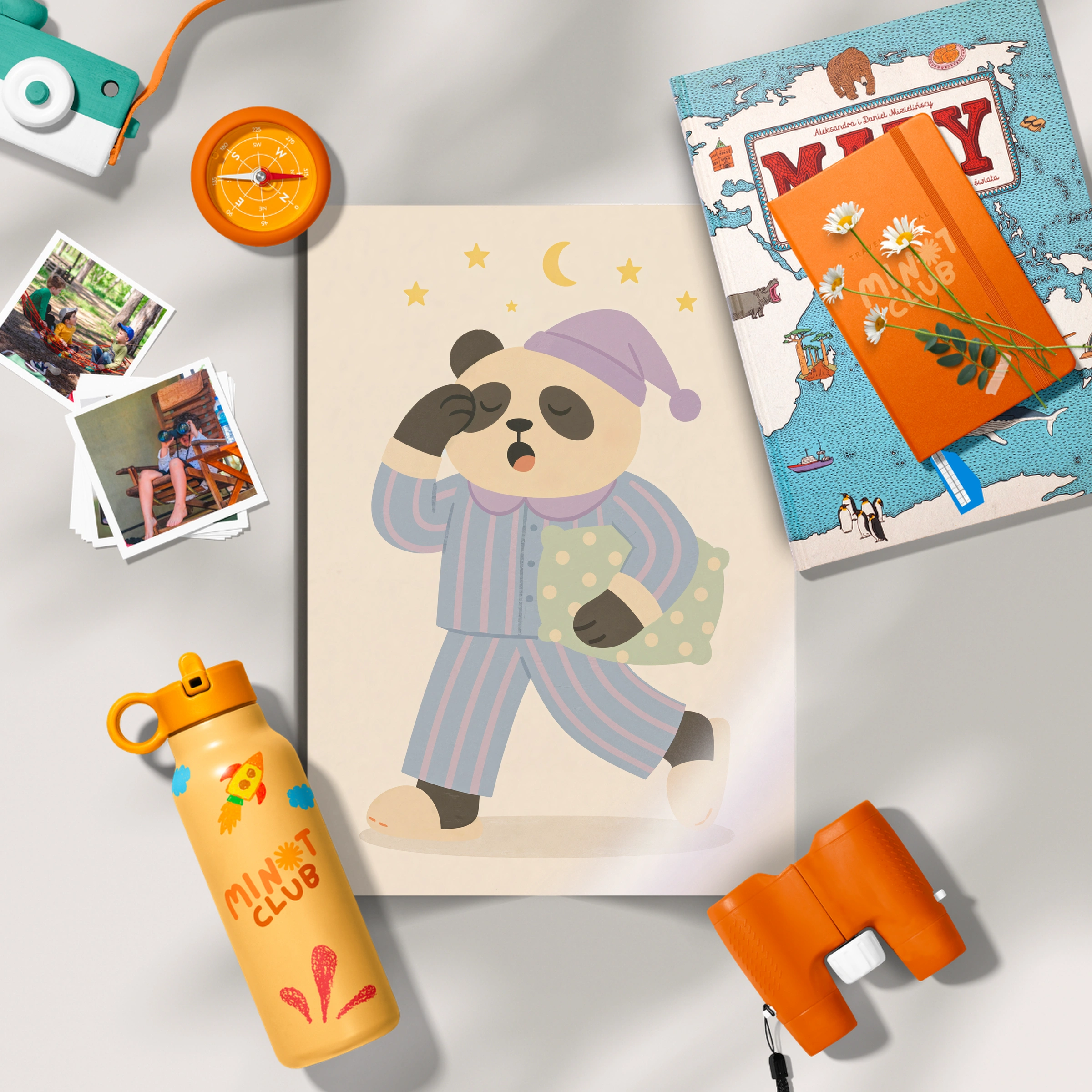 Sleepy Panda Nursery Print - flat lay nursery decor print