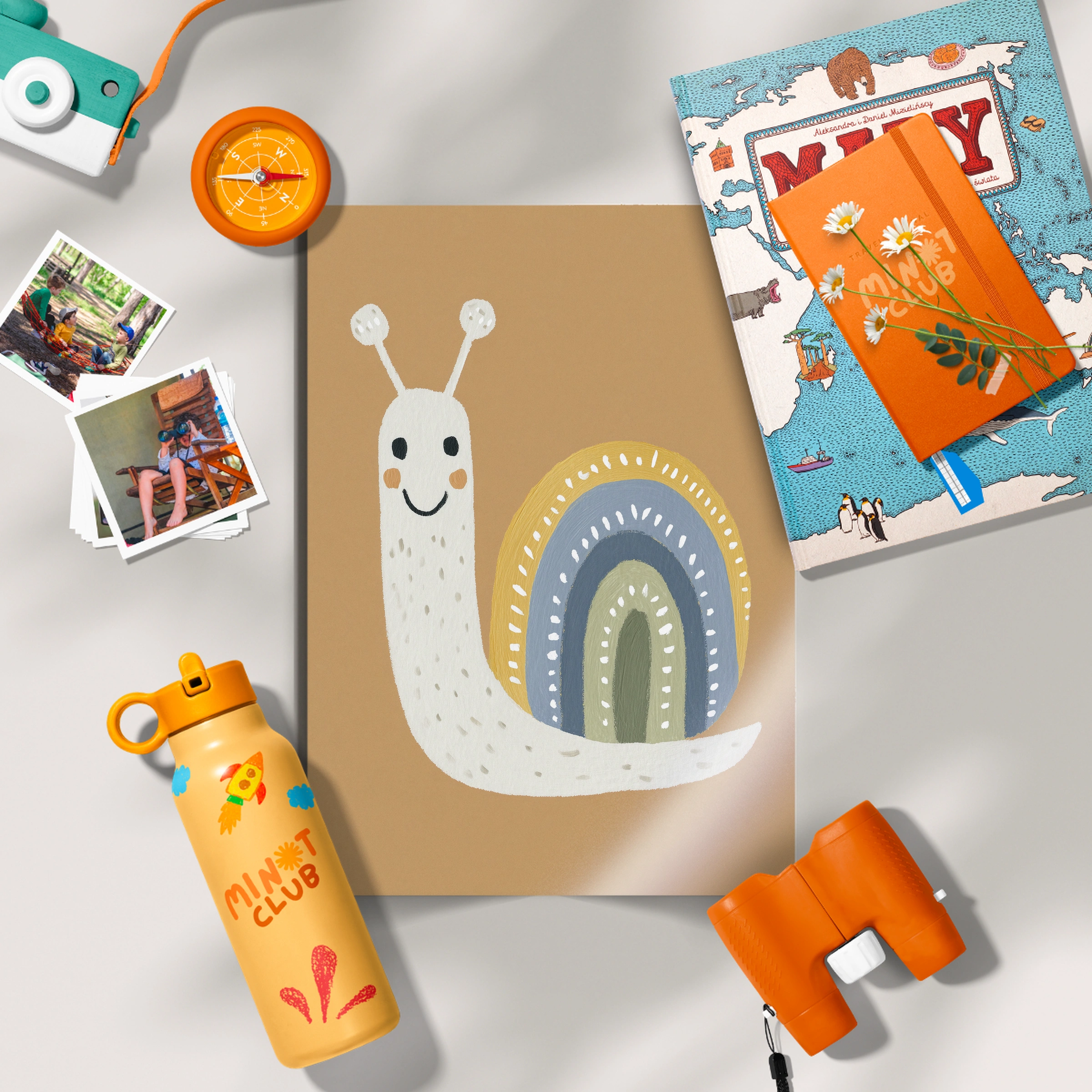 Snail and Rainbow Nursery Print