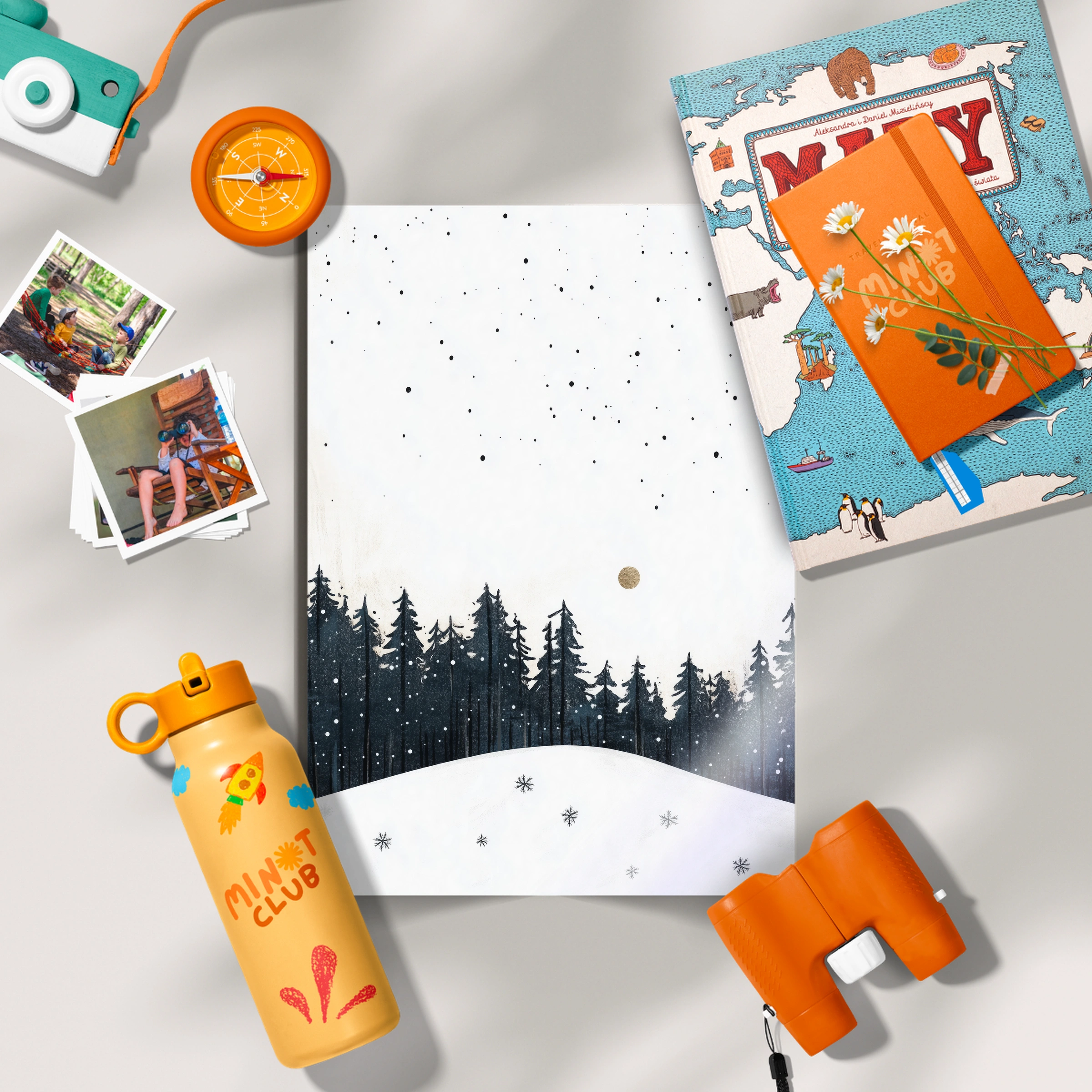Snowy Forest at Night Christmas Print