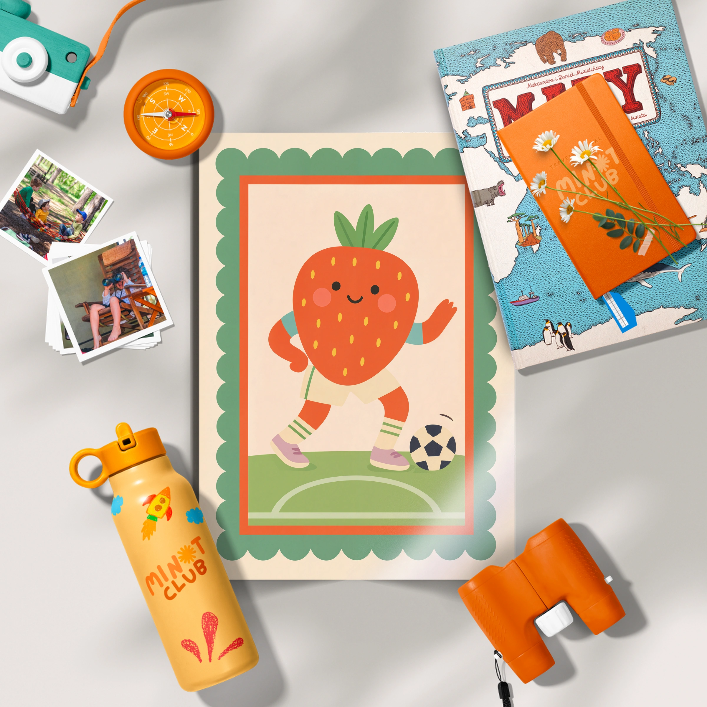 Soccer Strawberry Nursery Print - flat lay nursery decor print