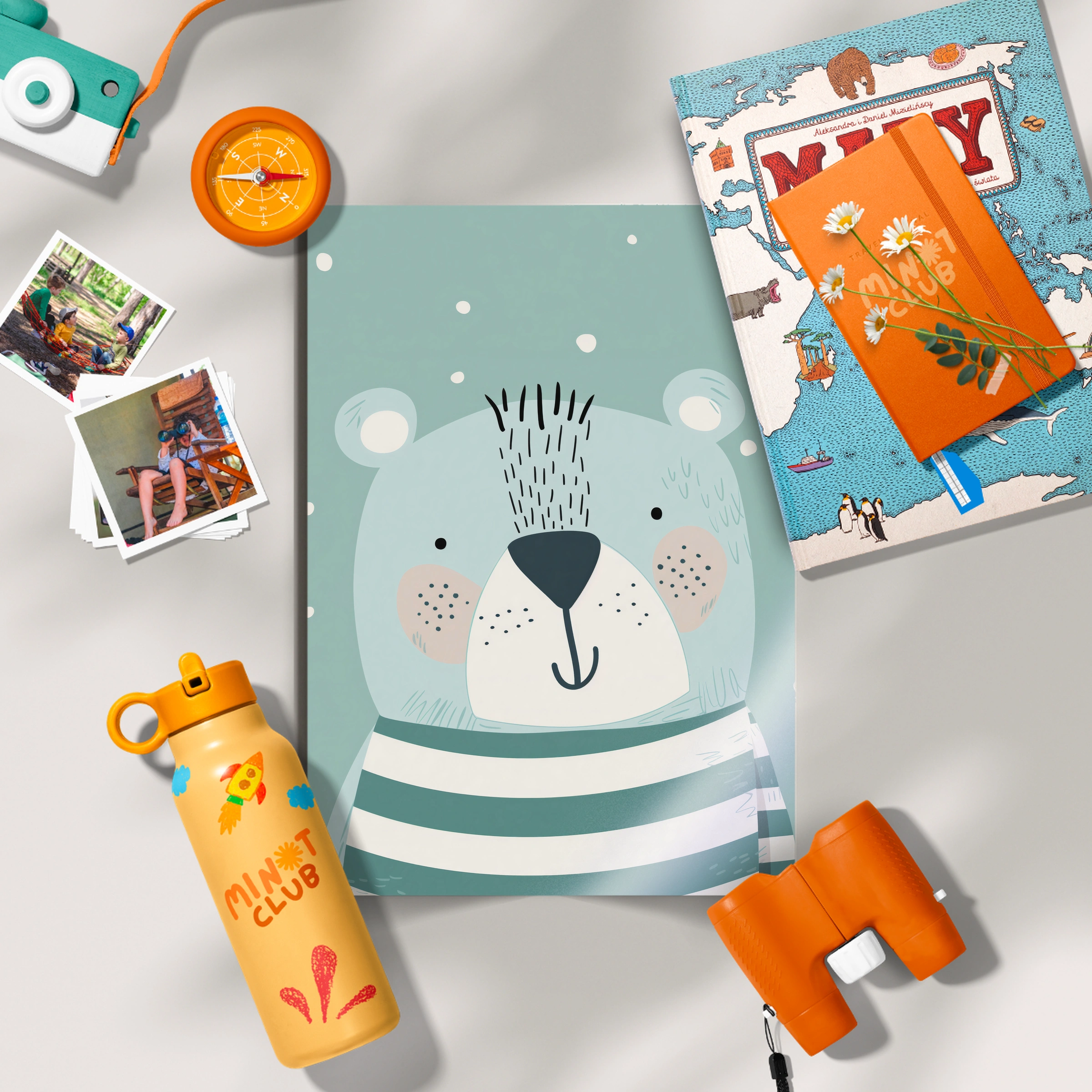 Soft Blue Bear Nursery Print