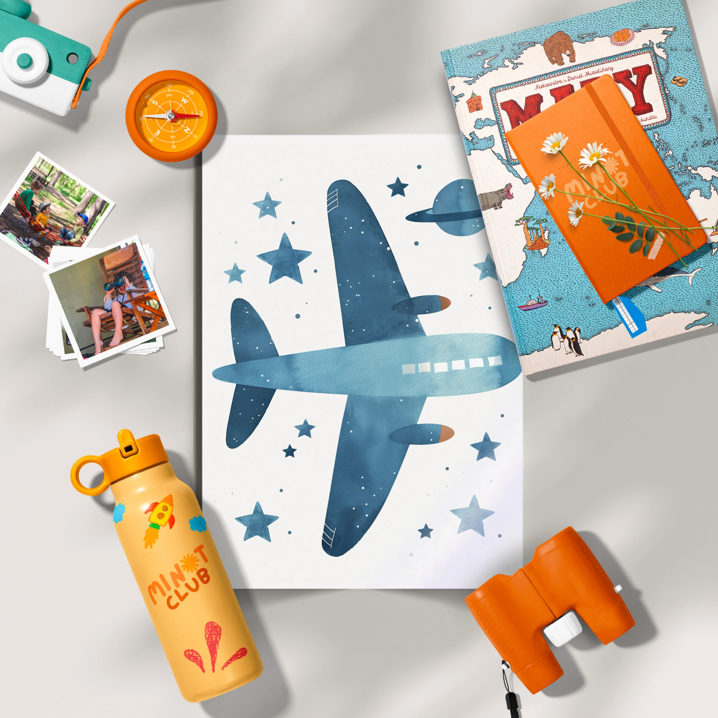 Starry Airplane Nursery Print