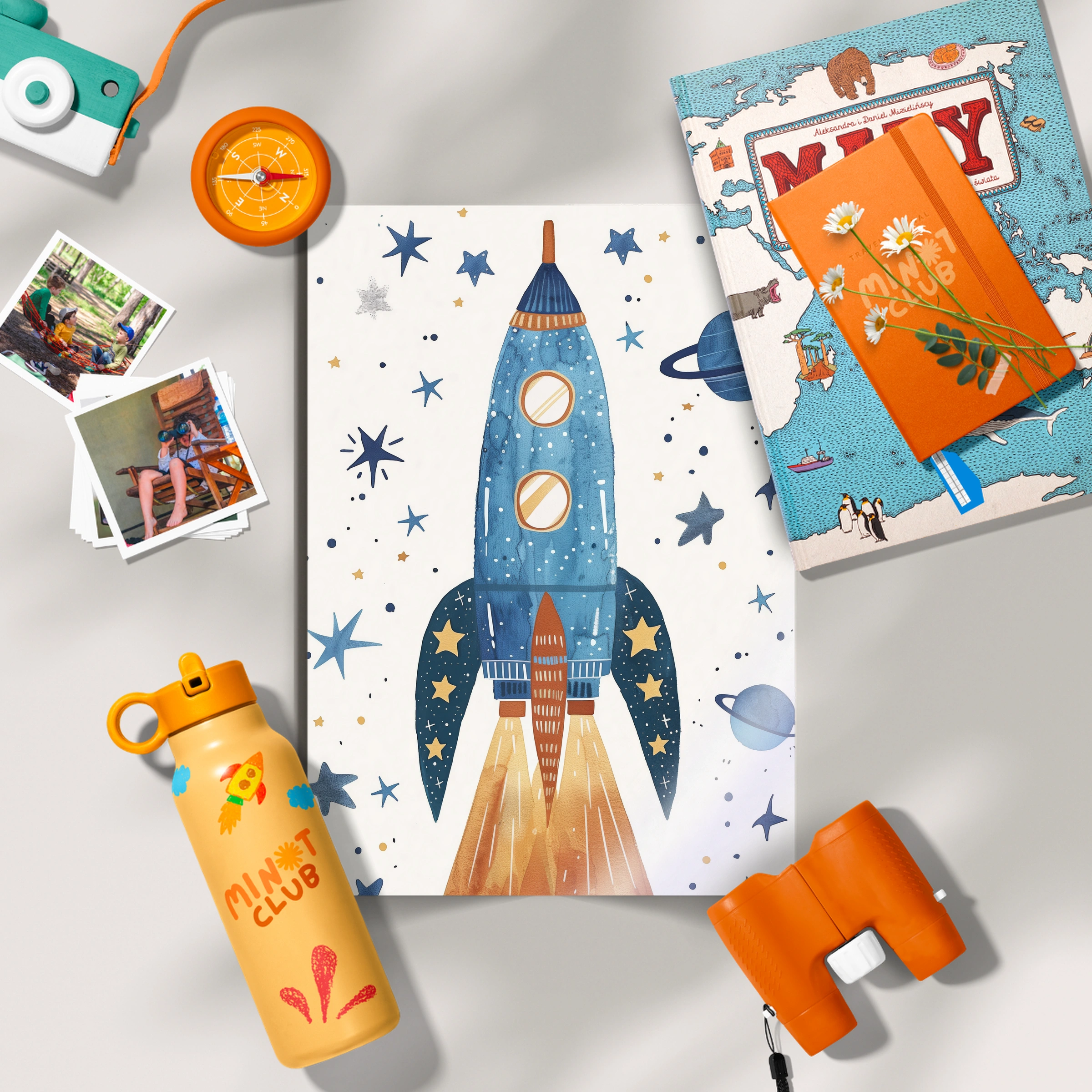Starry Rocket Nursery Print