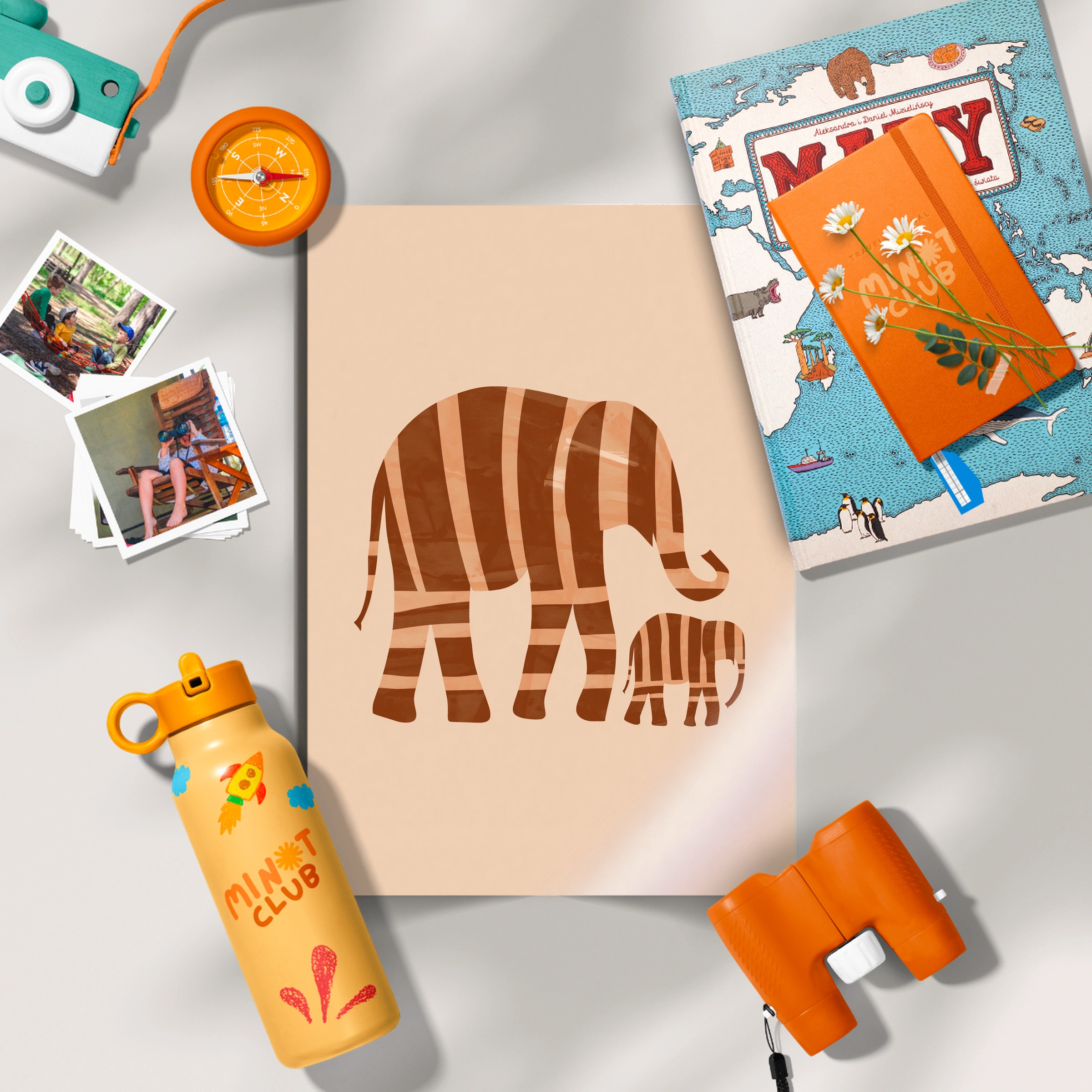 Striped Elephants Nursery Print