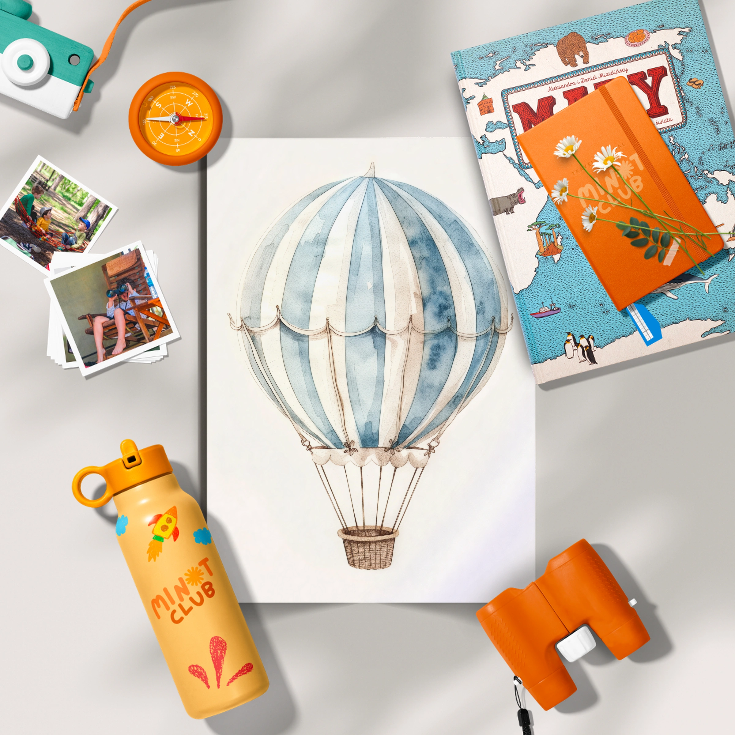 Striped Hot Air Balloon Nursery Print