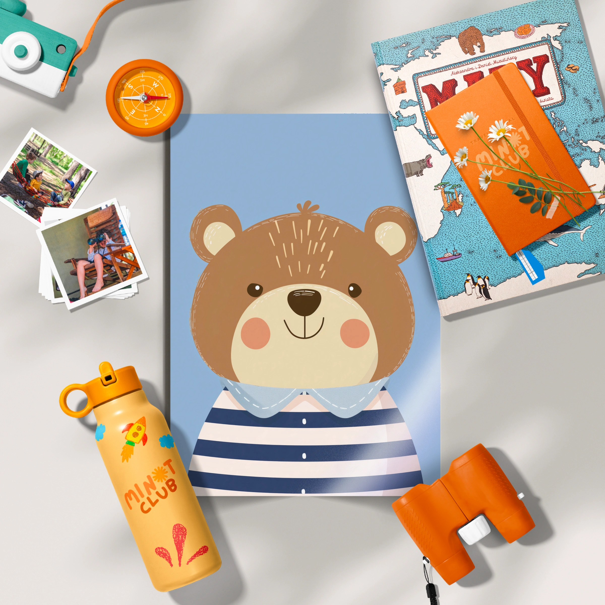 Striped Shirt Bear Nursery Print