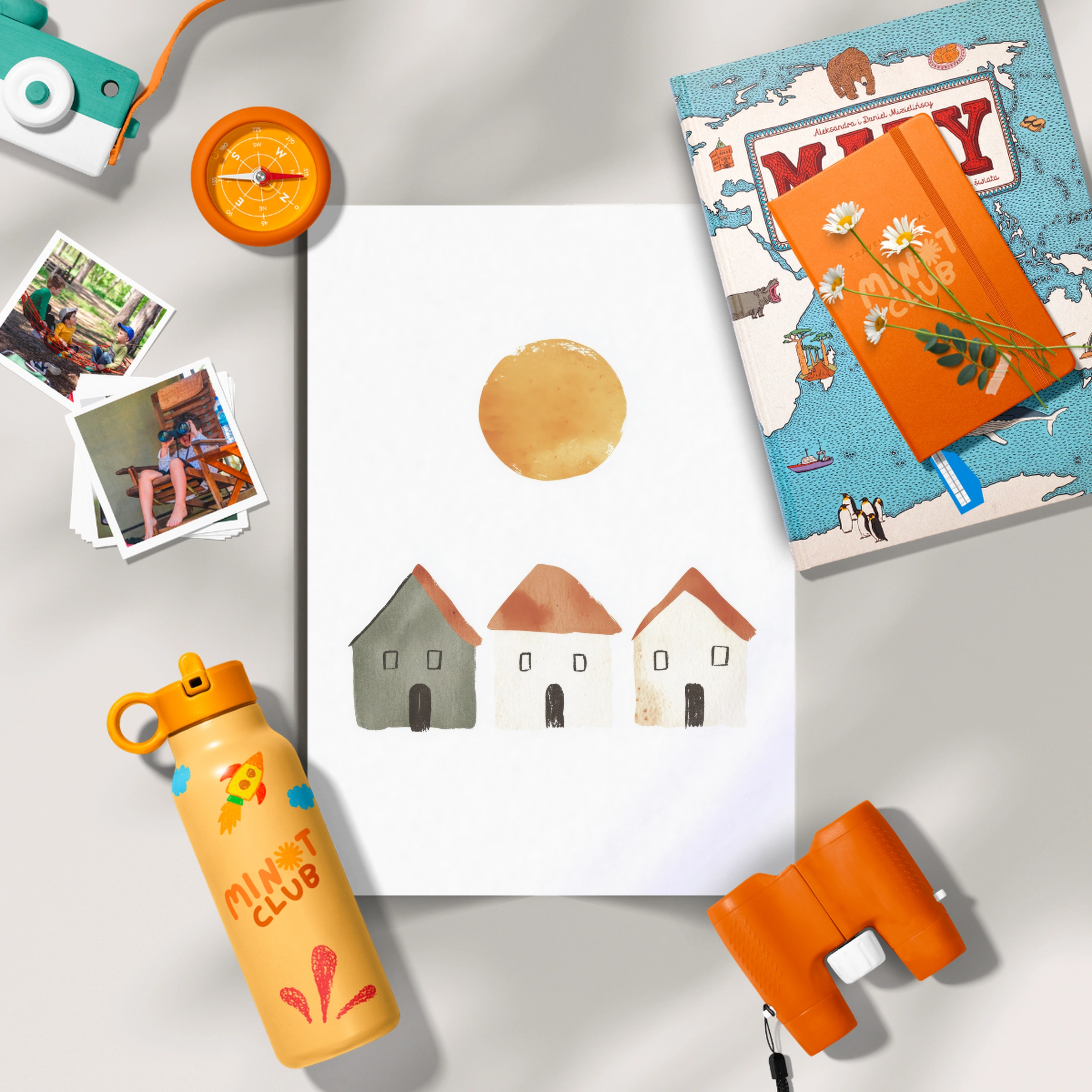 Sun and Houses Nursery Print