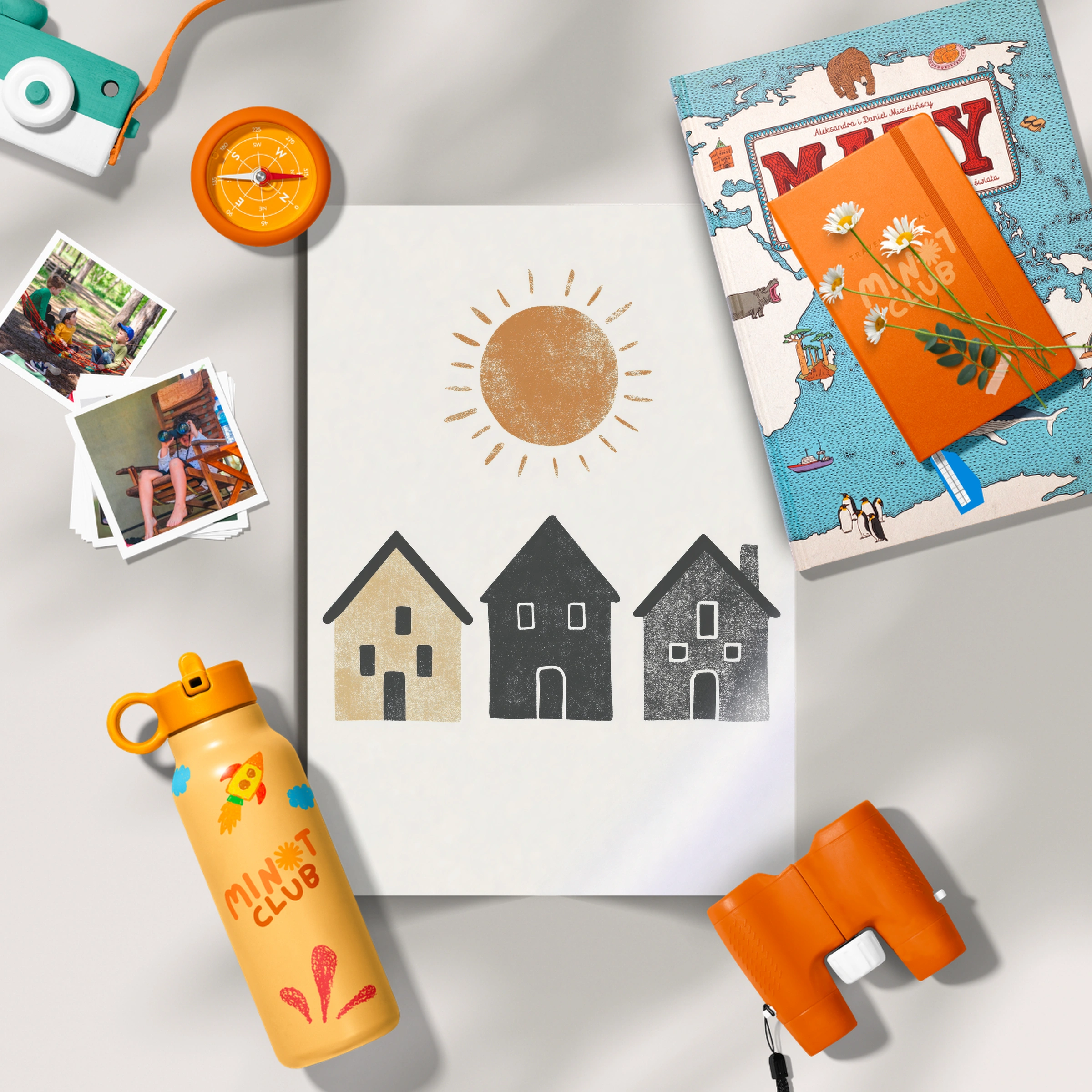 Sun and Houses Two Nursery Print