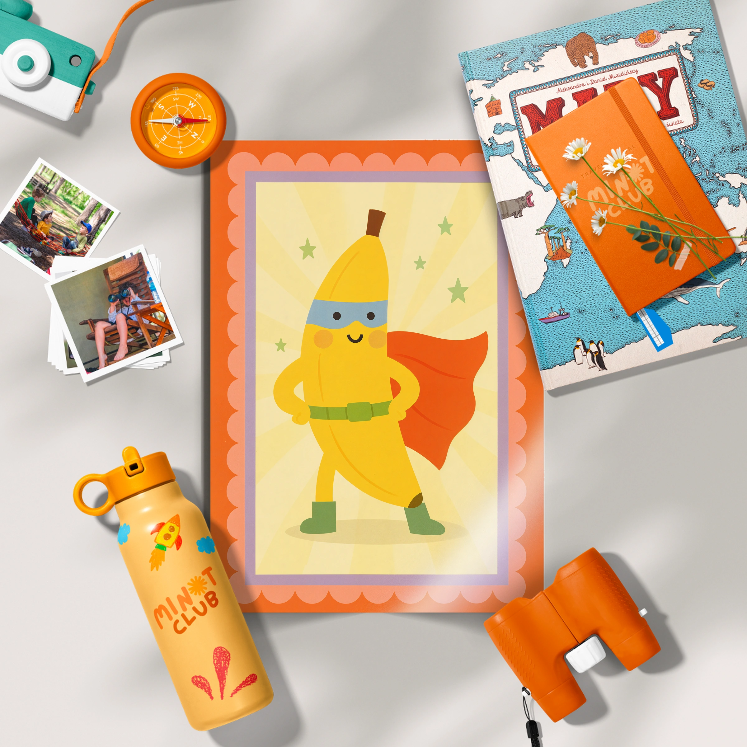 Superhero Banana Nursery Print - flat lay nursery decor print