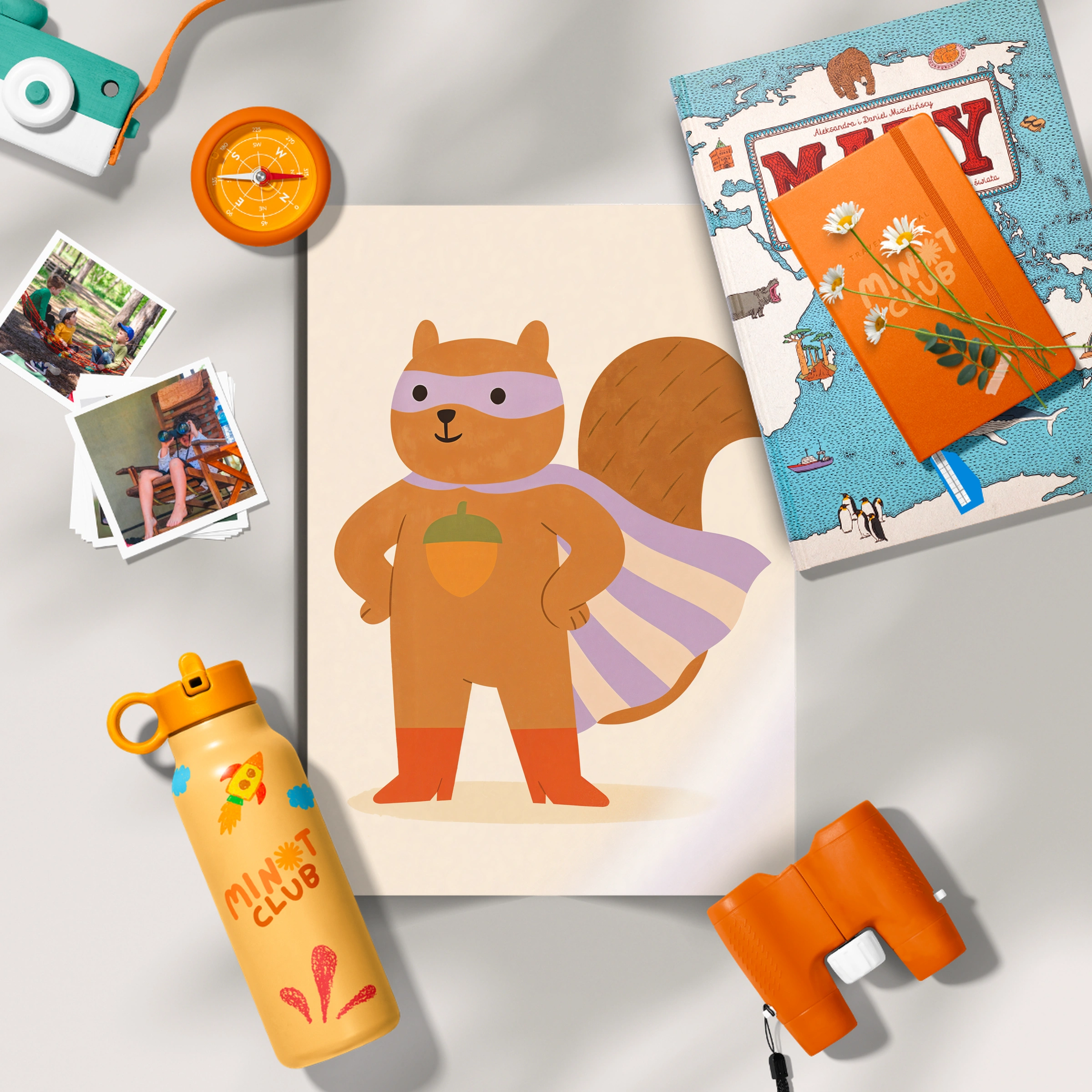 Superhero Squirrel Nursery Print - flat lay nursery decor print
