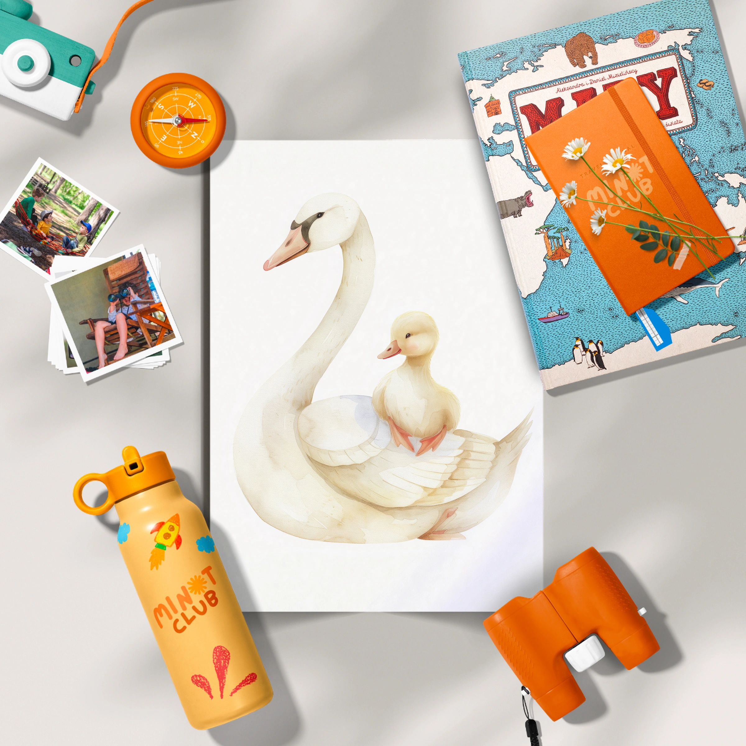 Swan and Duckling Nursery Print