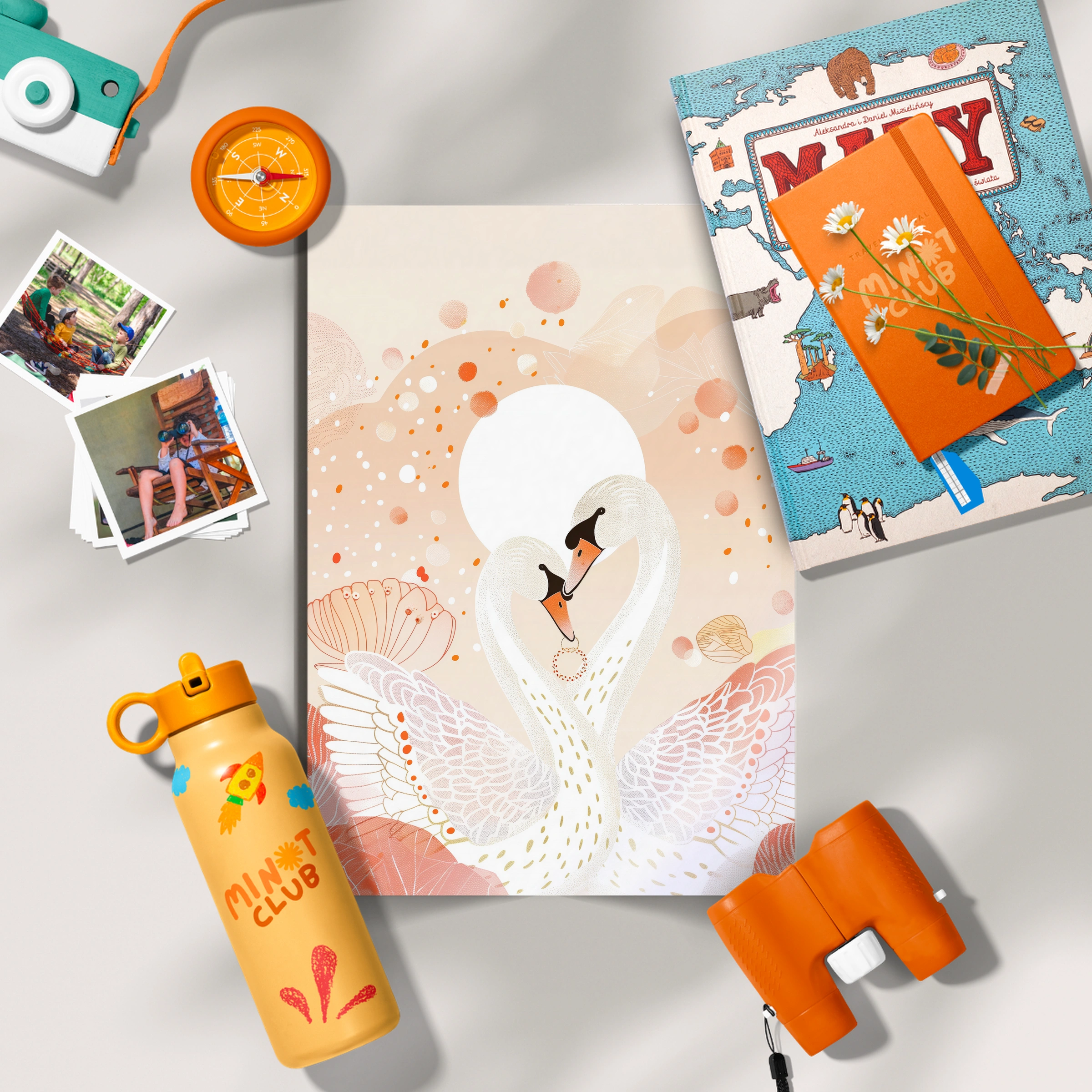 Swan Hearts Nursery Print
