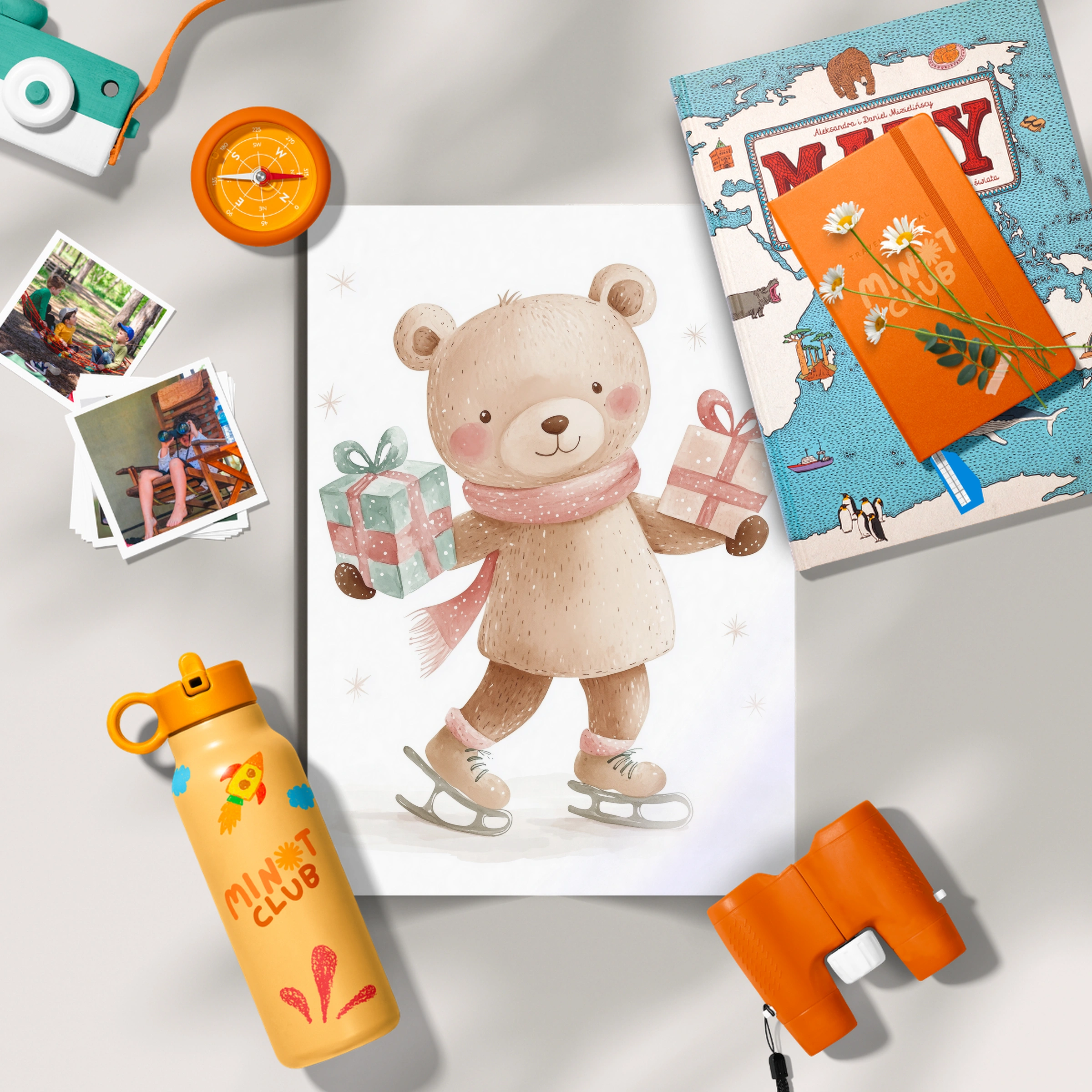 Teddy Bear with Gifts Christmas Print