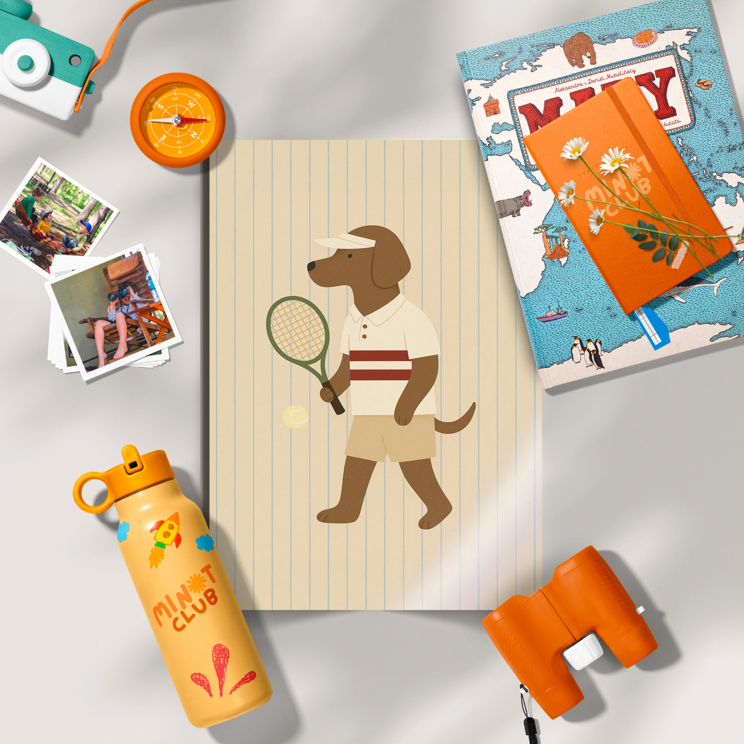 Tennis Dog Nursery Print - flat lay nursery decor print