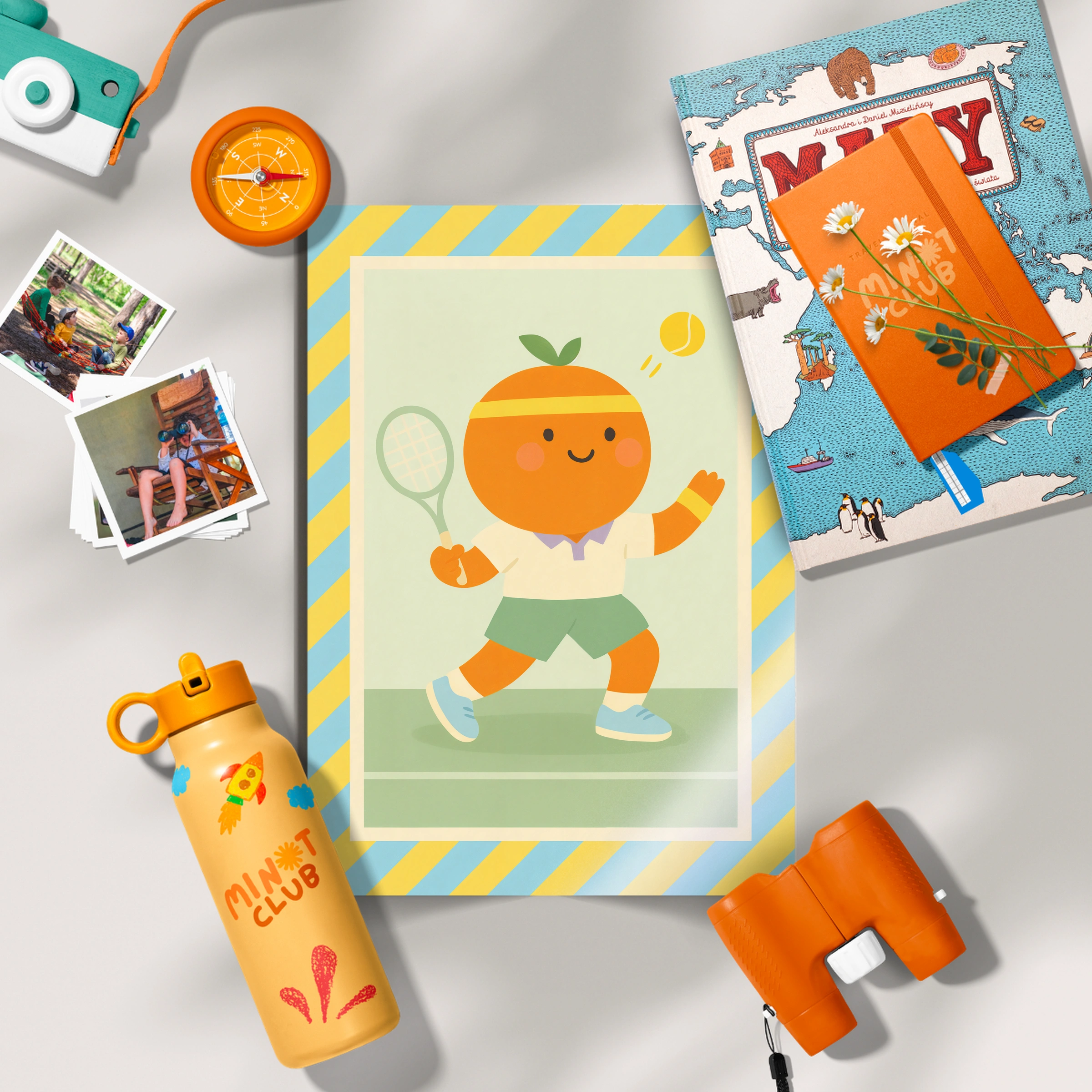 Tennis Orange Nursery Print - flat lay nursery decor print