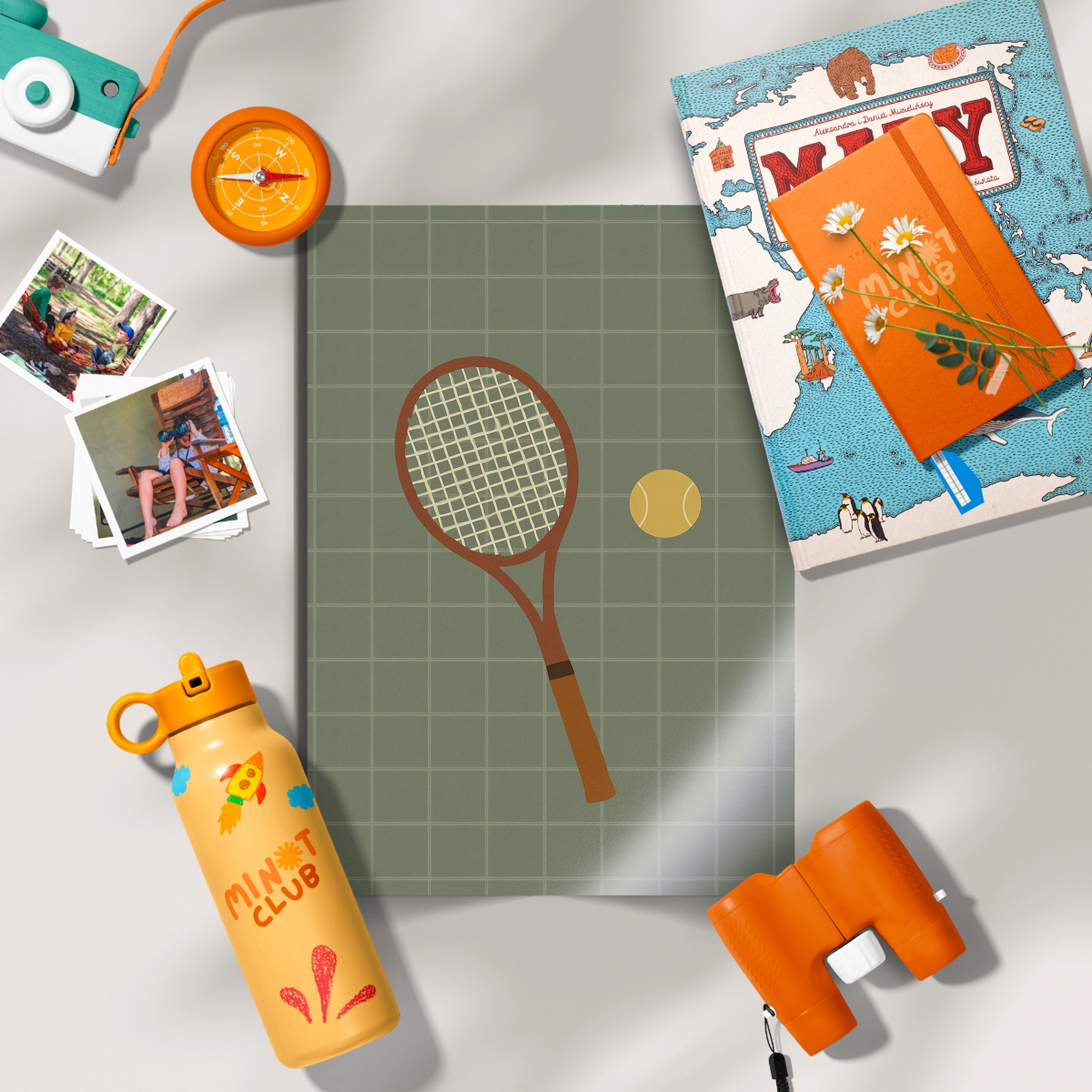 Tennis Racket and Ball Nursery Print - flat lay nursery decor print