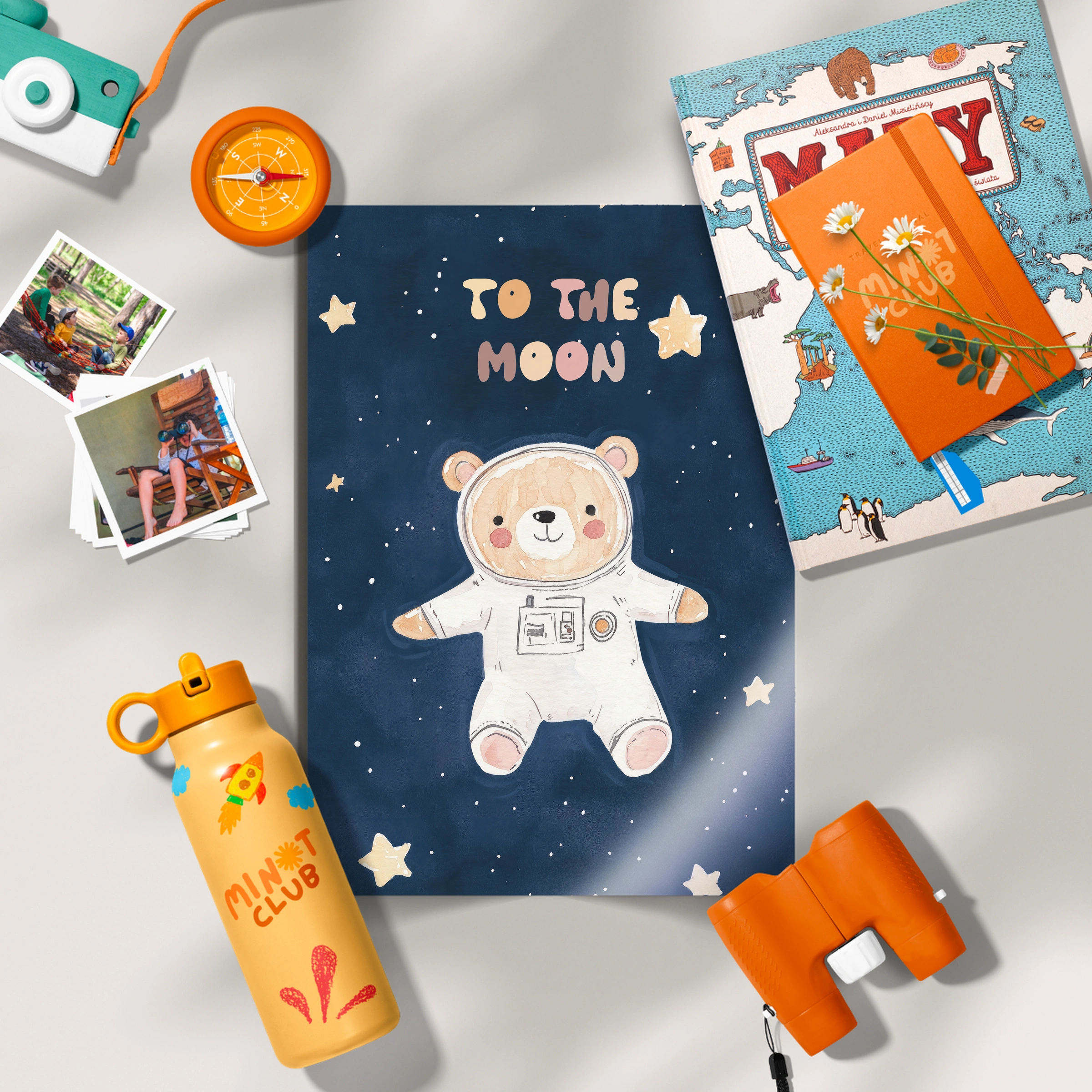 To The Moon Bear Nursery Print
