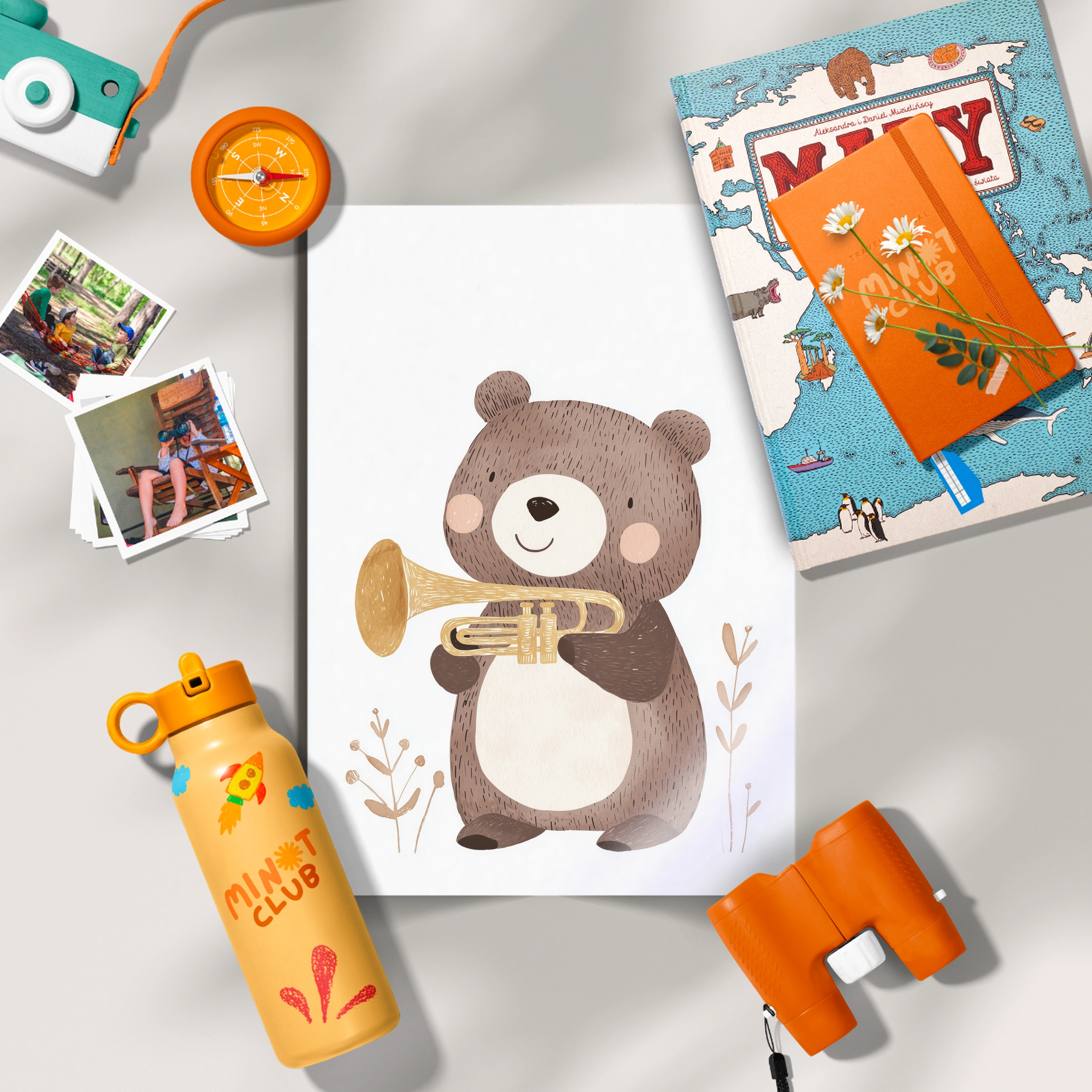 Trumpet Bear Nursery Print