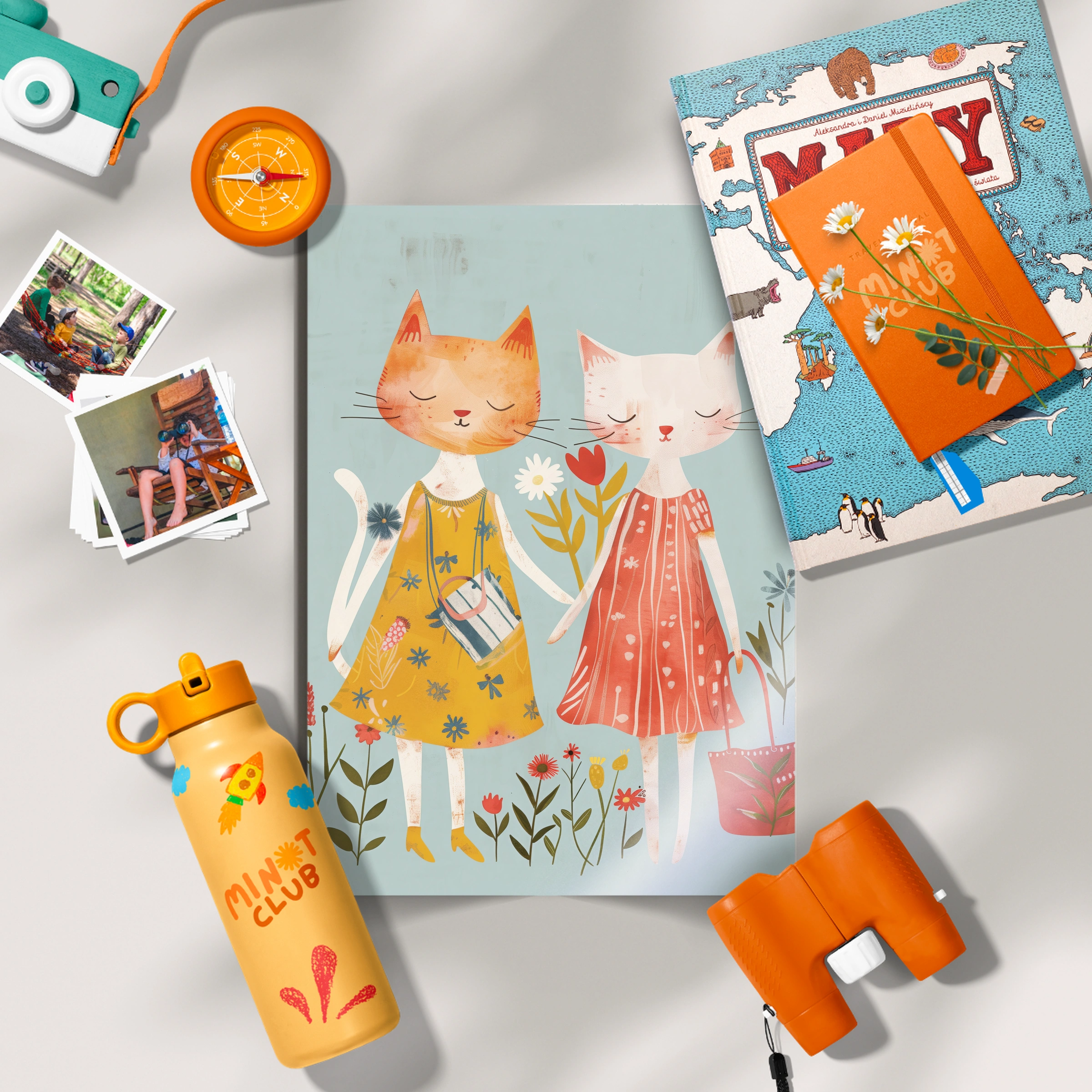 Two Cats in Dresses Nursery Print