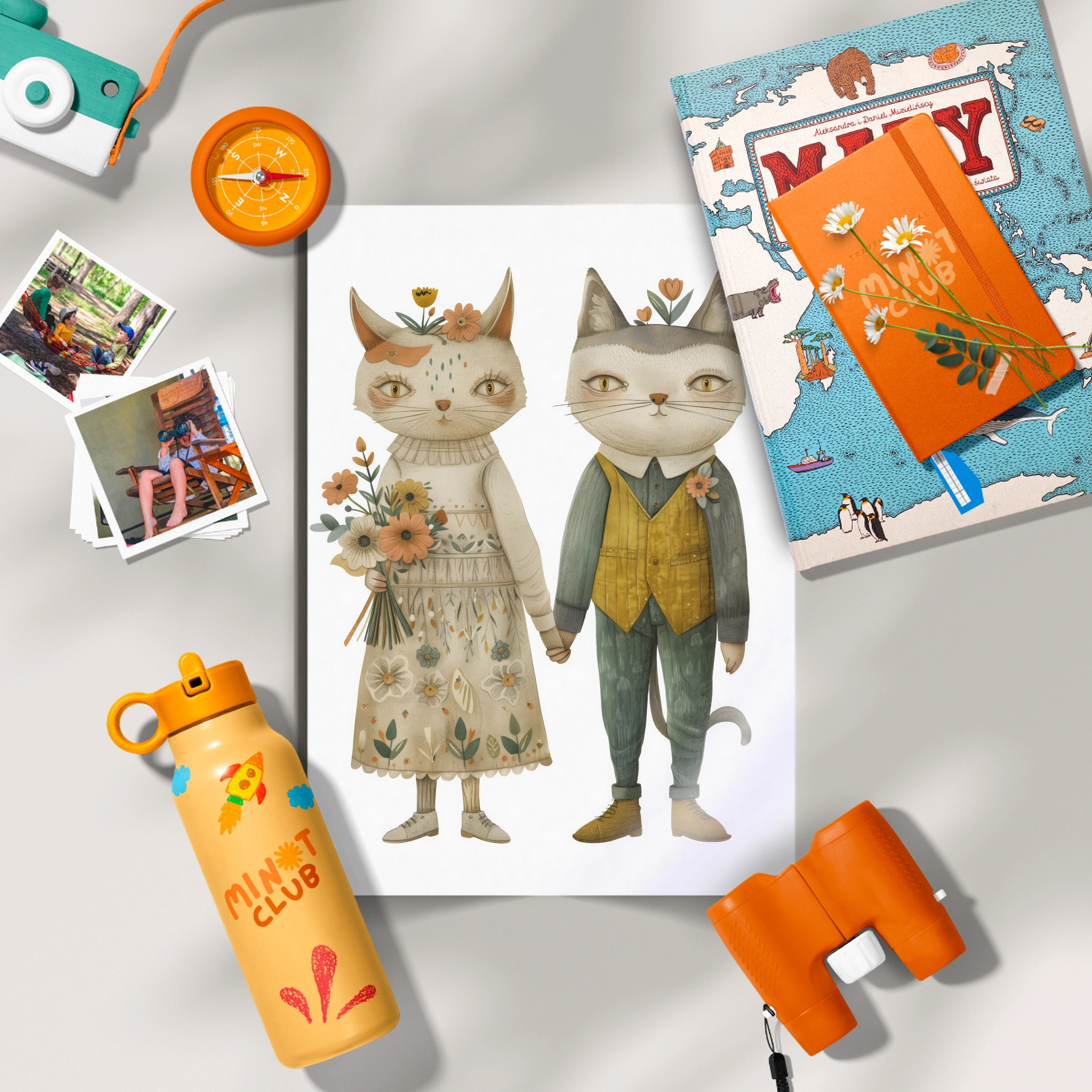 Two Dressed Cats Nursery Print
