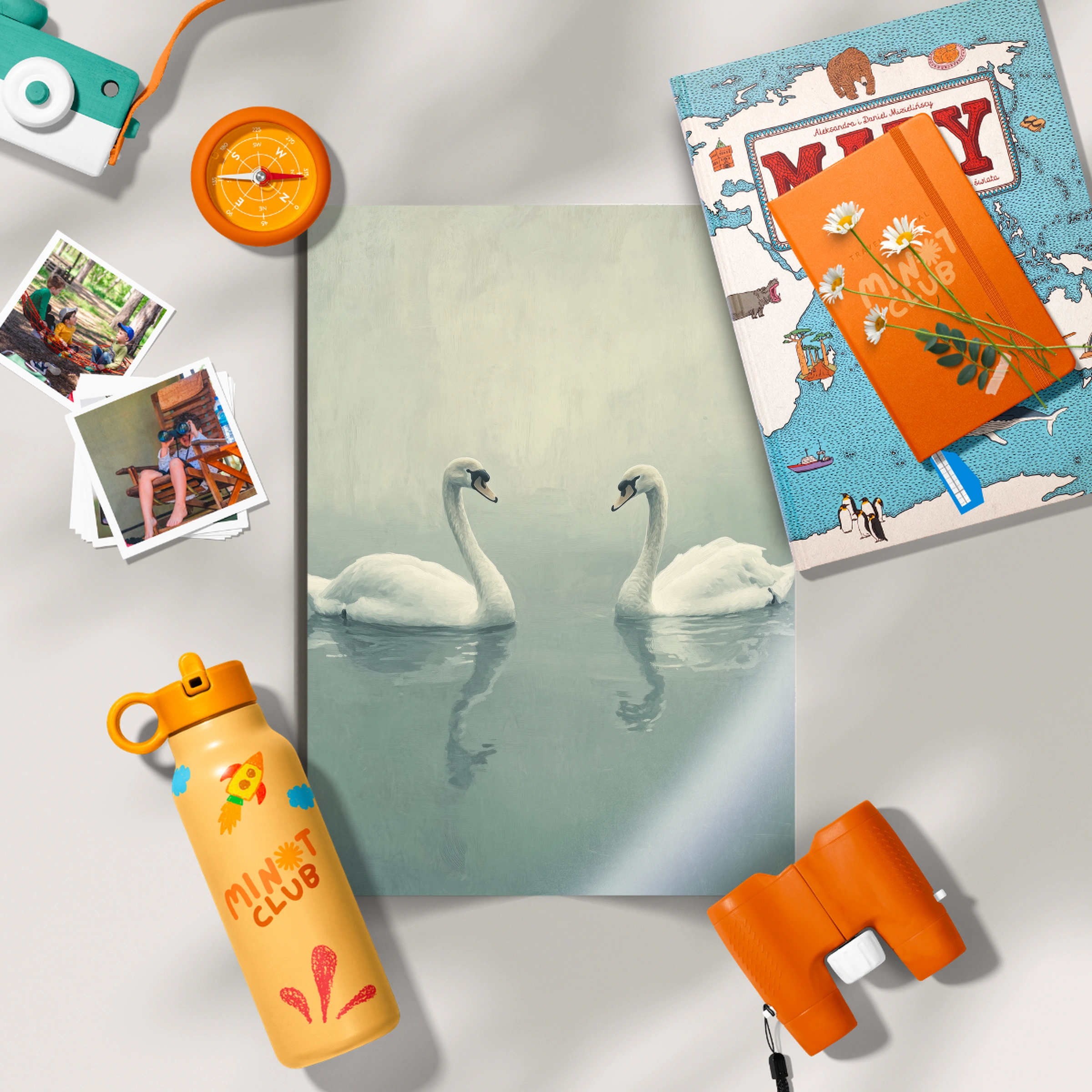 Two Swans on the Lake Nursery Print