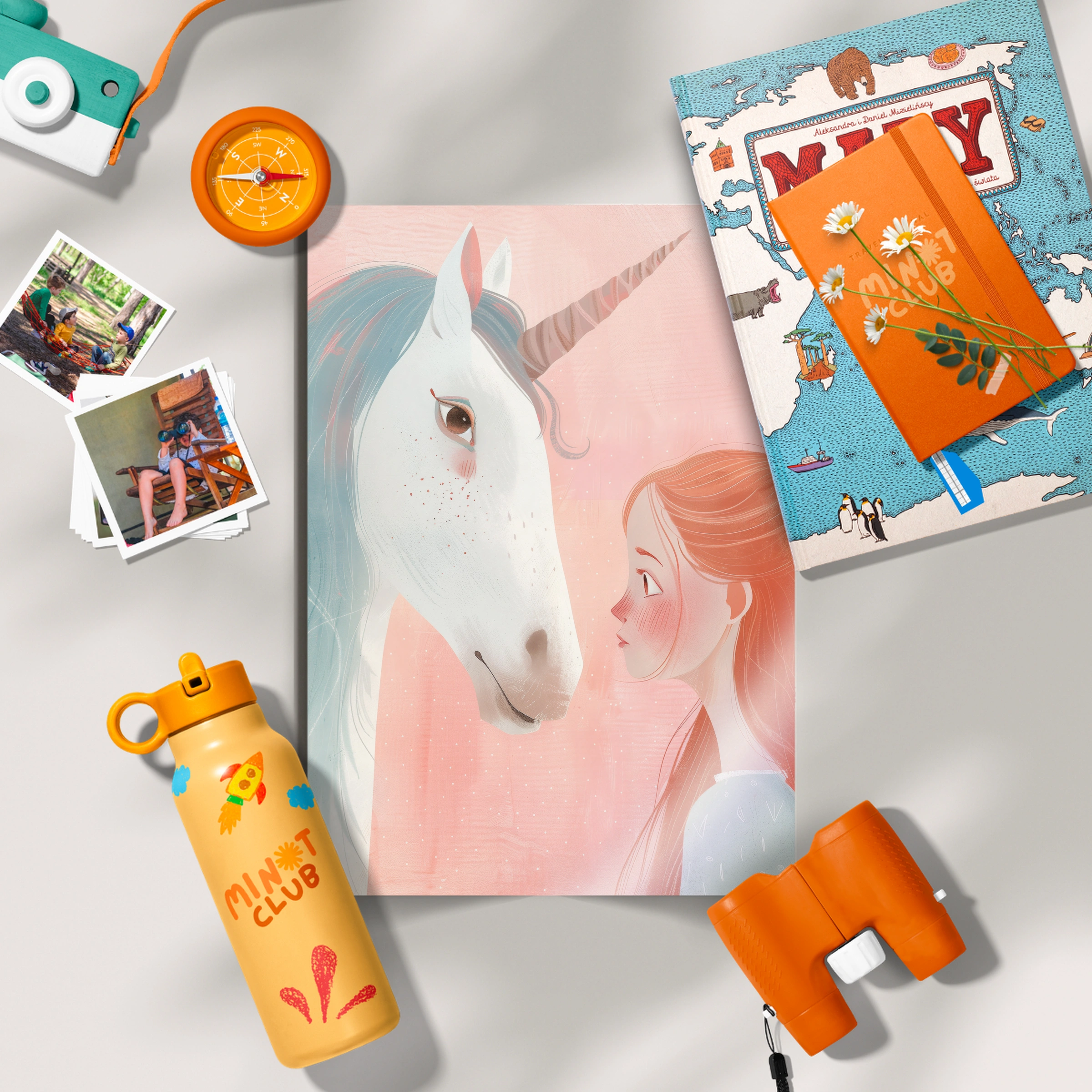 Unicorn and Girl Nursery Print