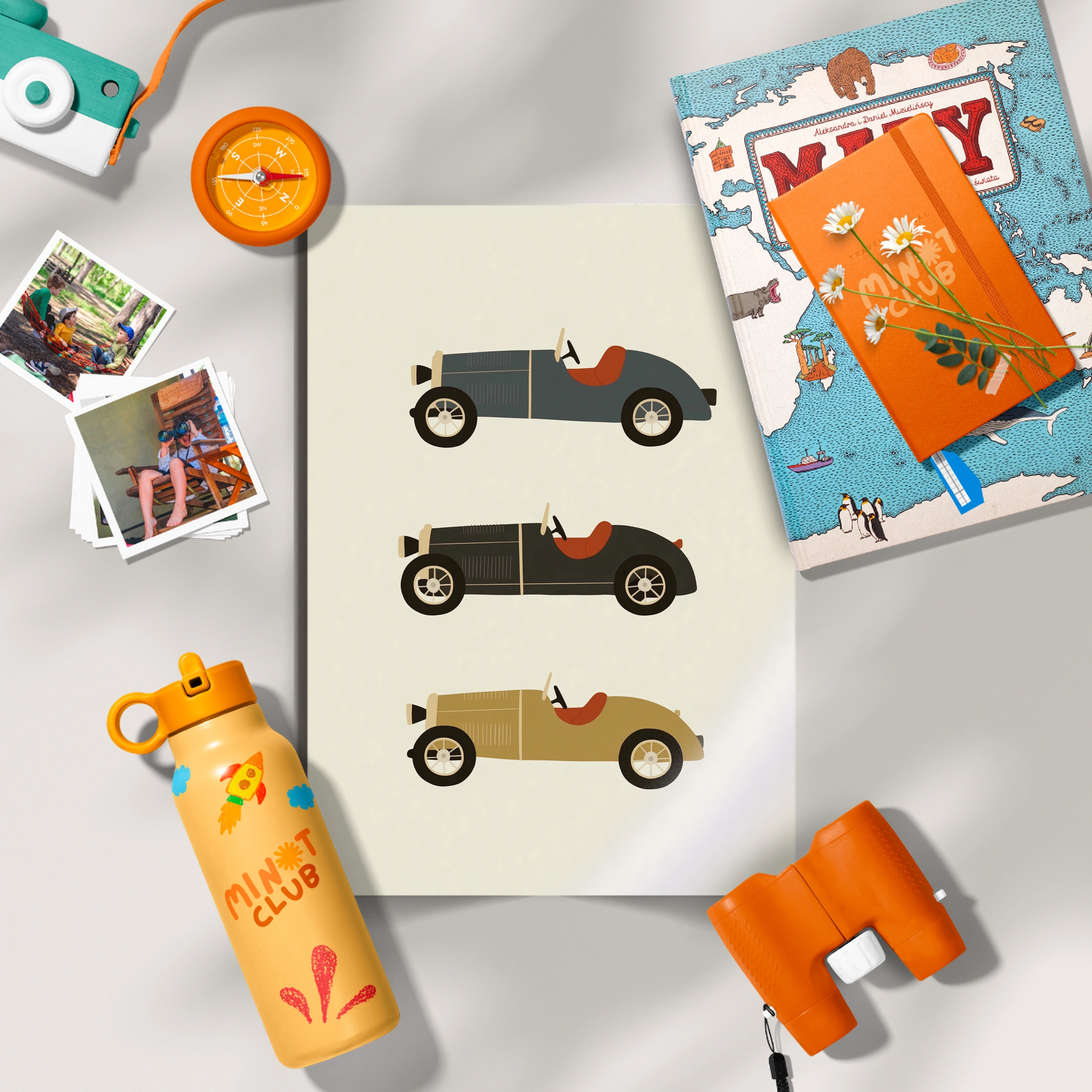 Vintage Motor Cars Nursery Print