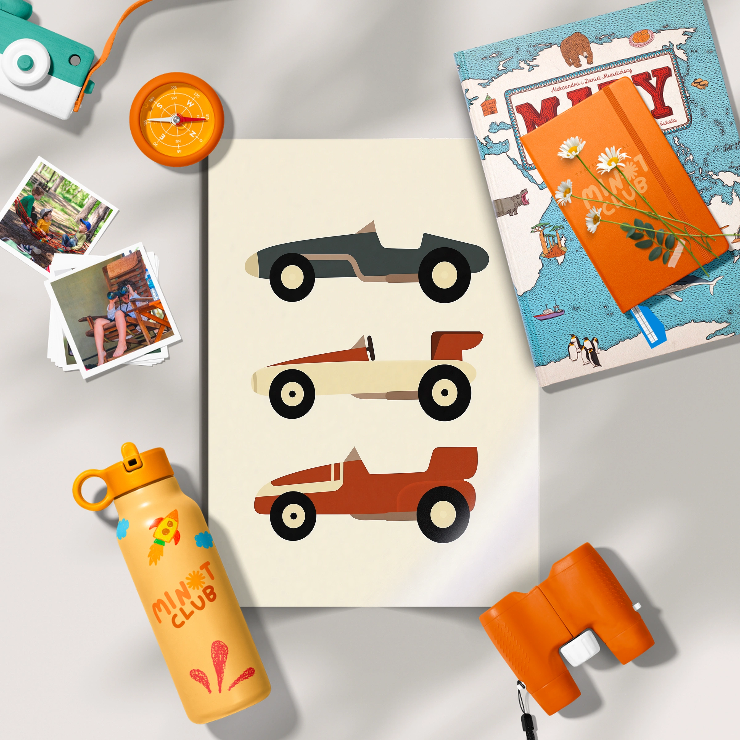 Vintage Race Cars Nursery Print