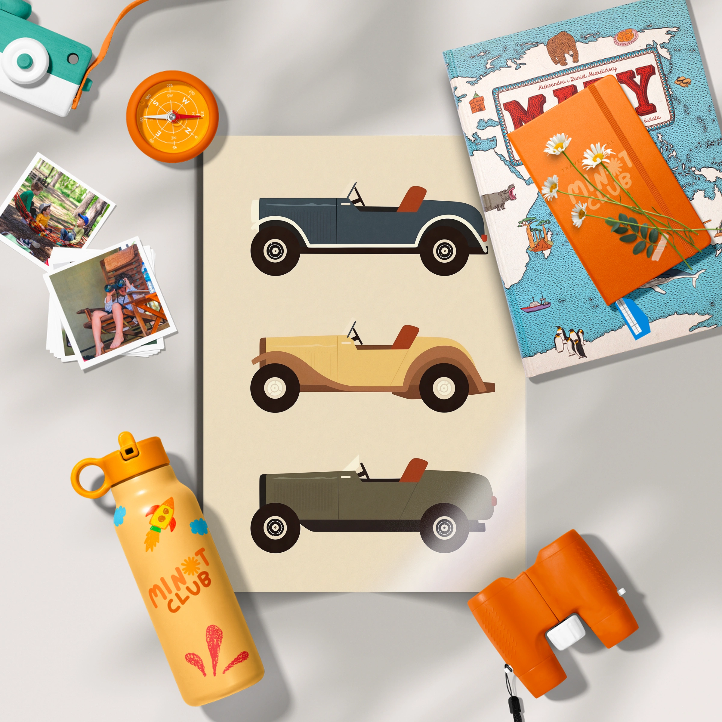 Vintage Touring Cars Nursery Print