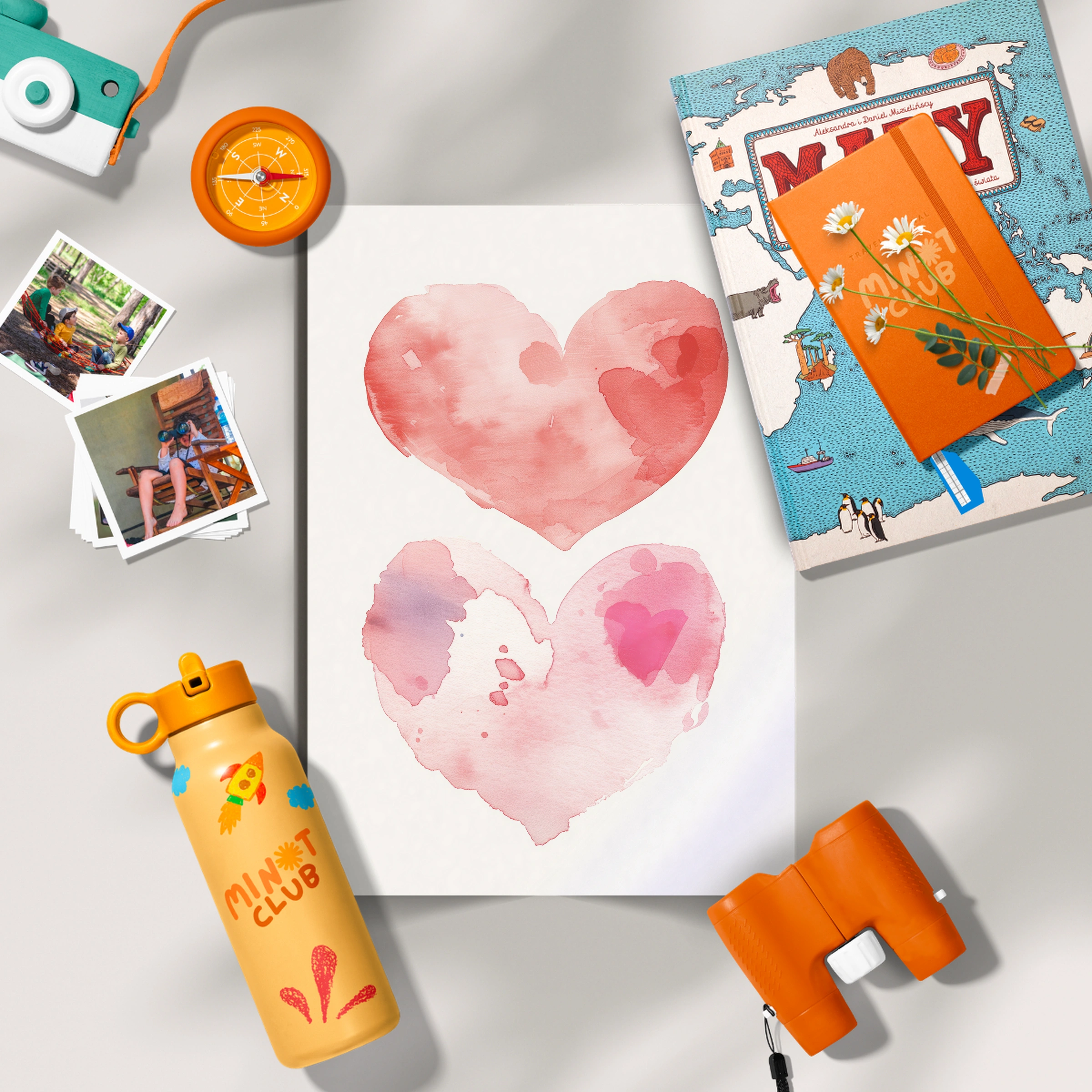 Watercolor Hearts Nursery Print