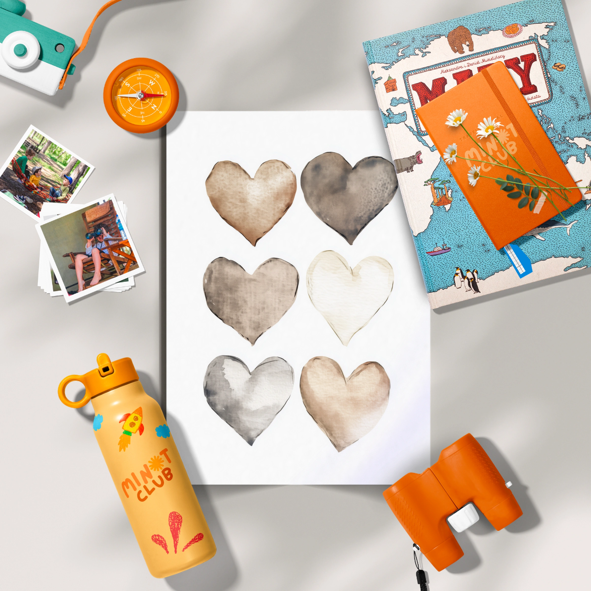 Watercolor Hearts Two Nursery Print