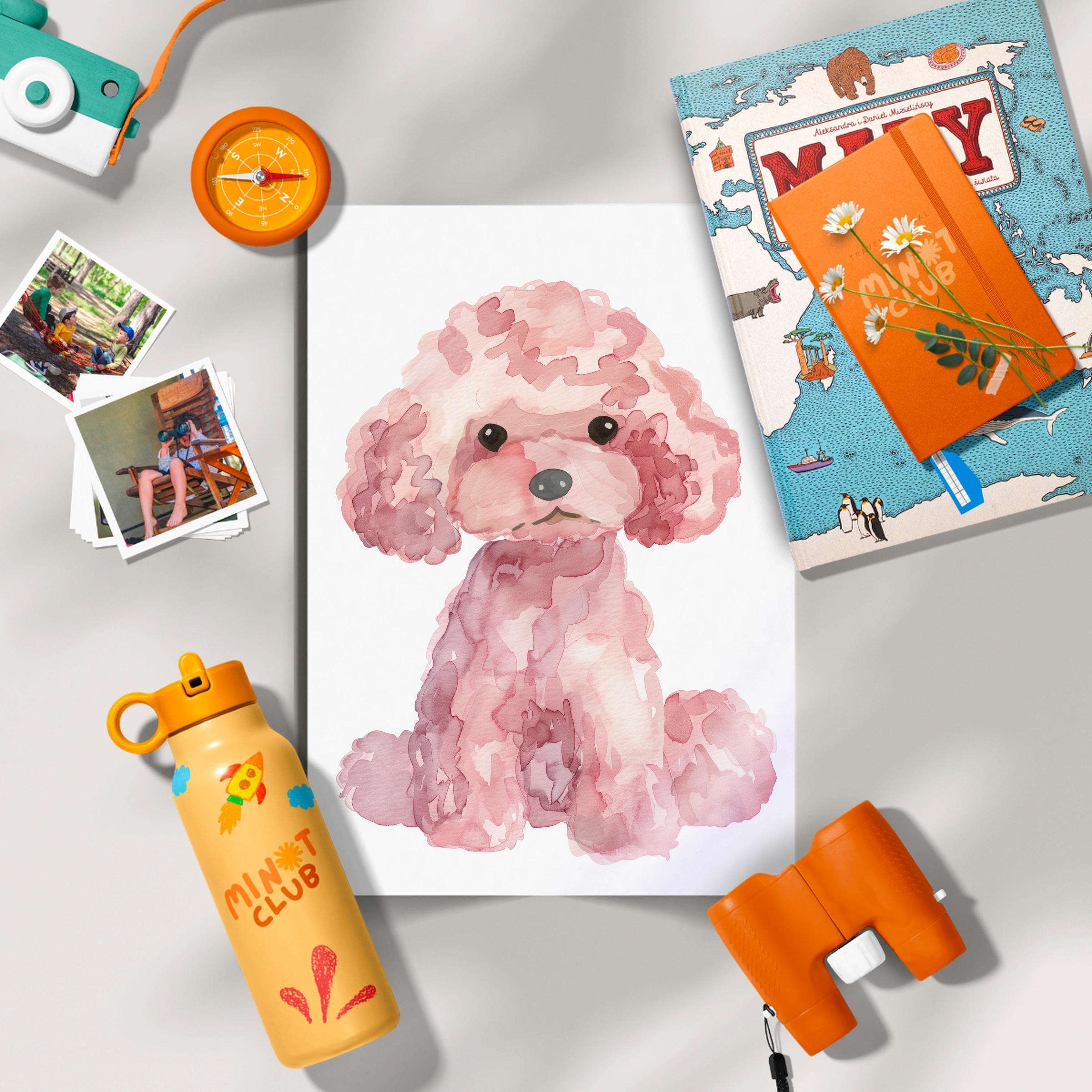 Watercolor Pink Poodle Nursery Print