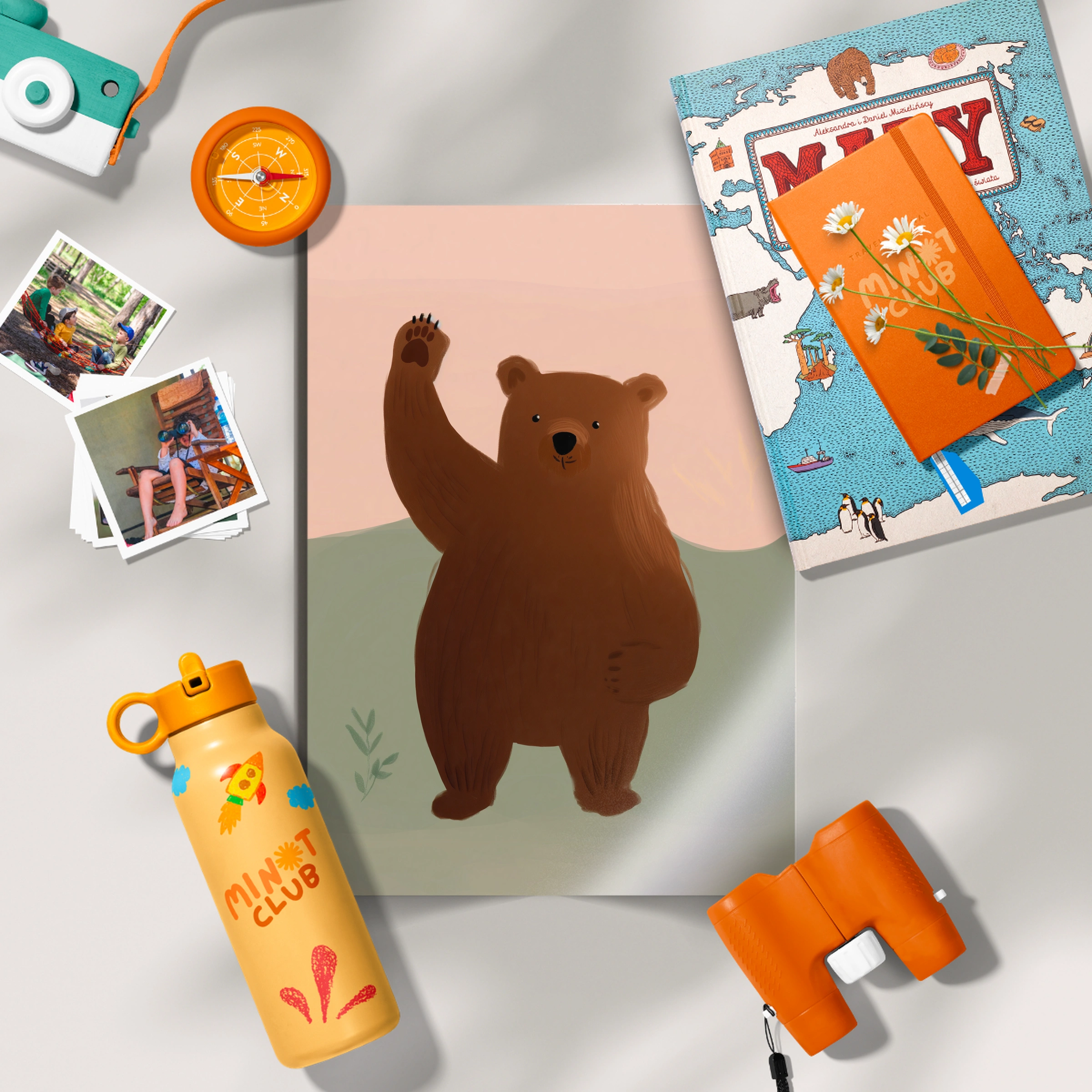 Waving Bear Nursery Print