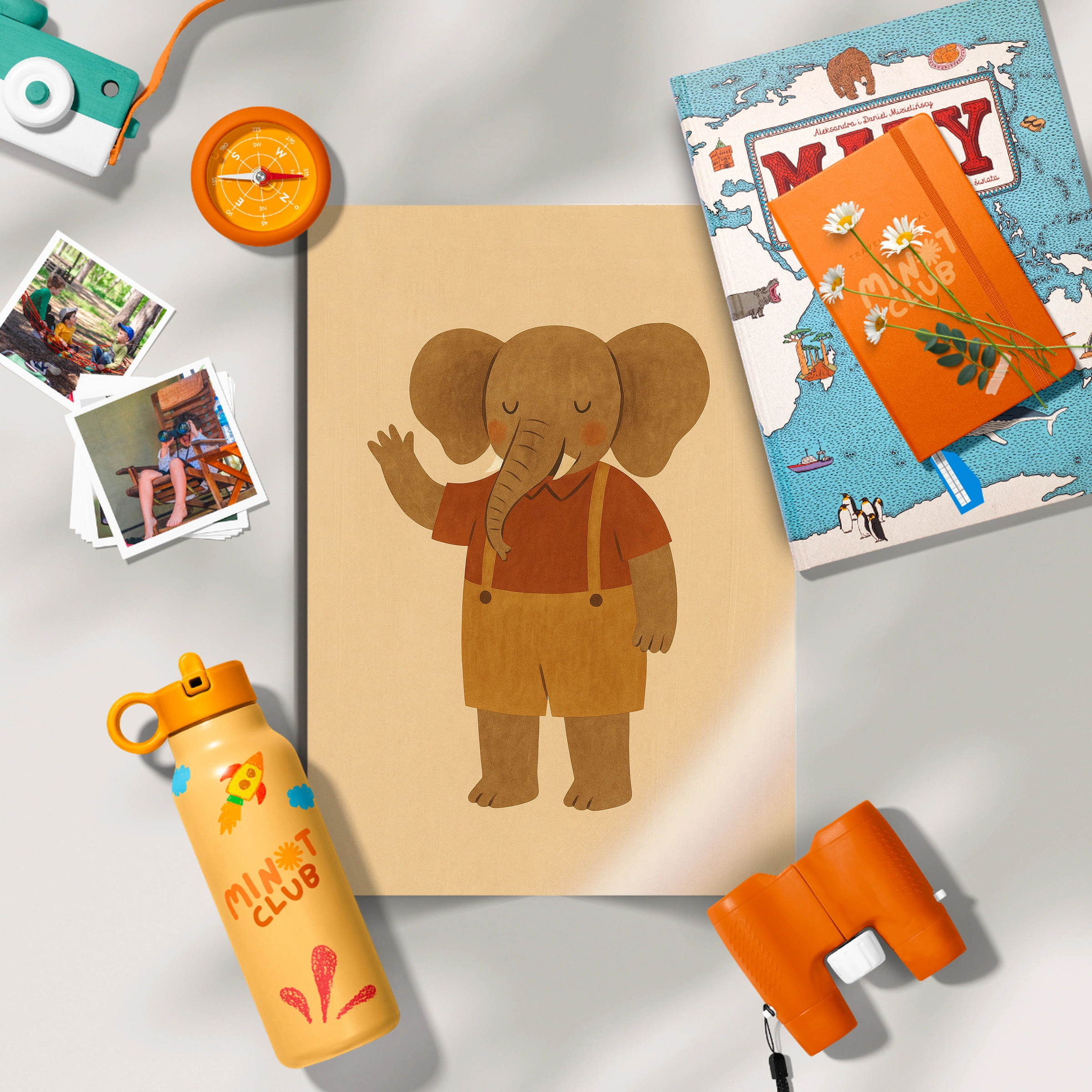Waving Elephant Nursery Print
