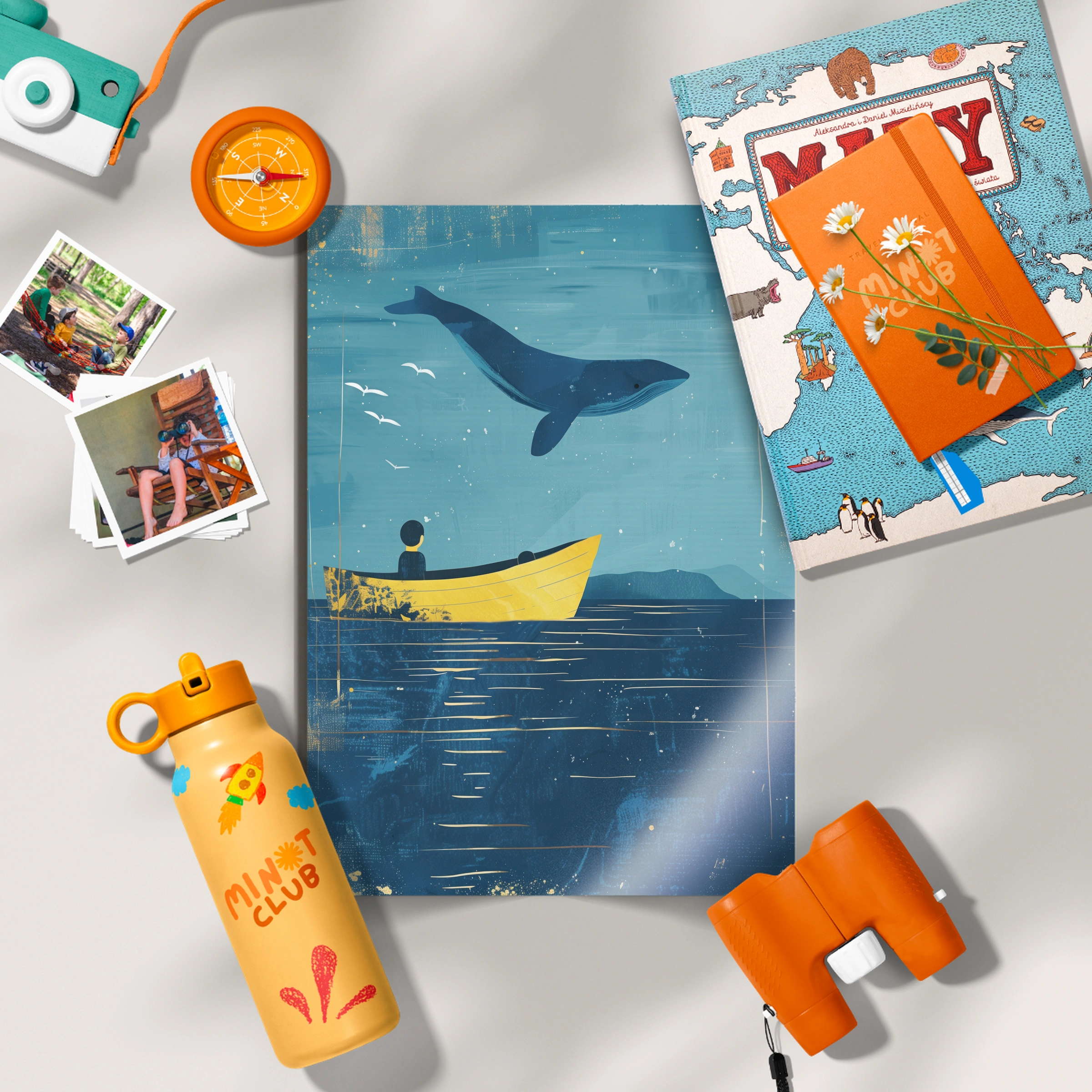 Whale and Boat Nursery Print