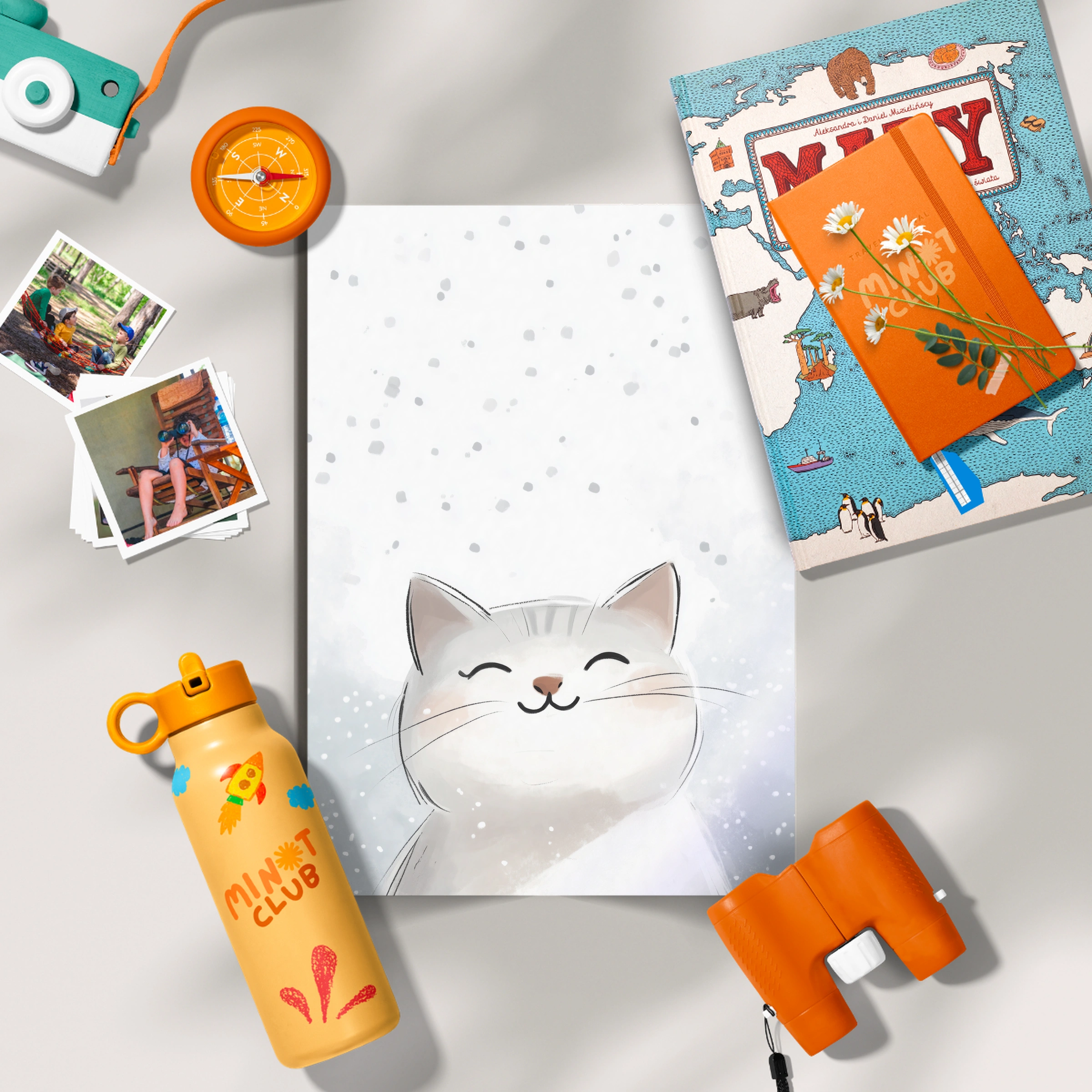 White Cat in the Snow Two Christmas Print