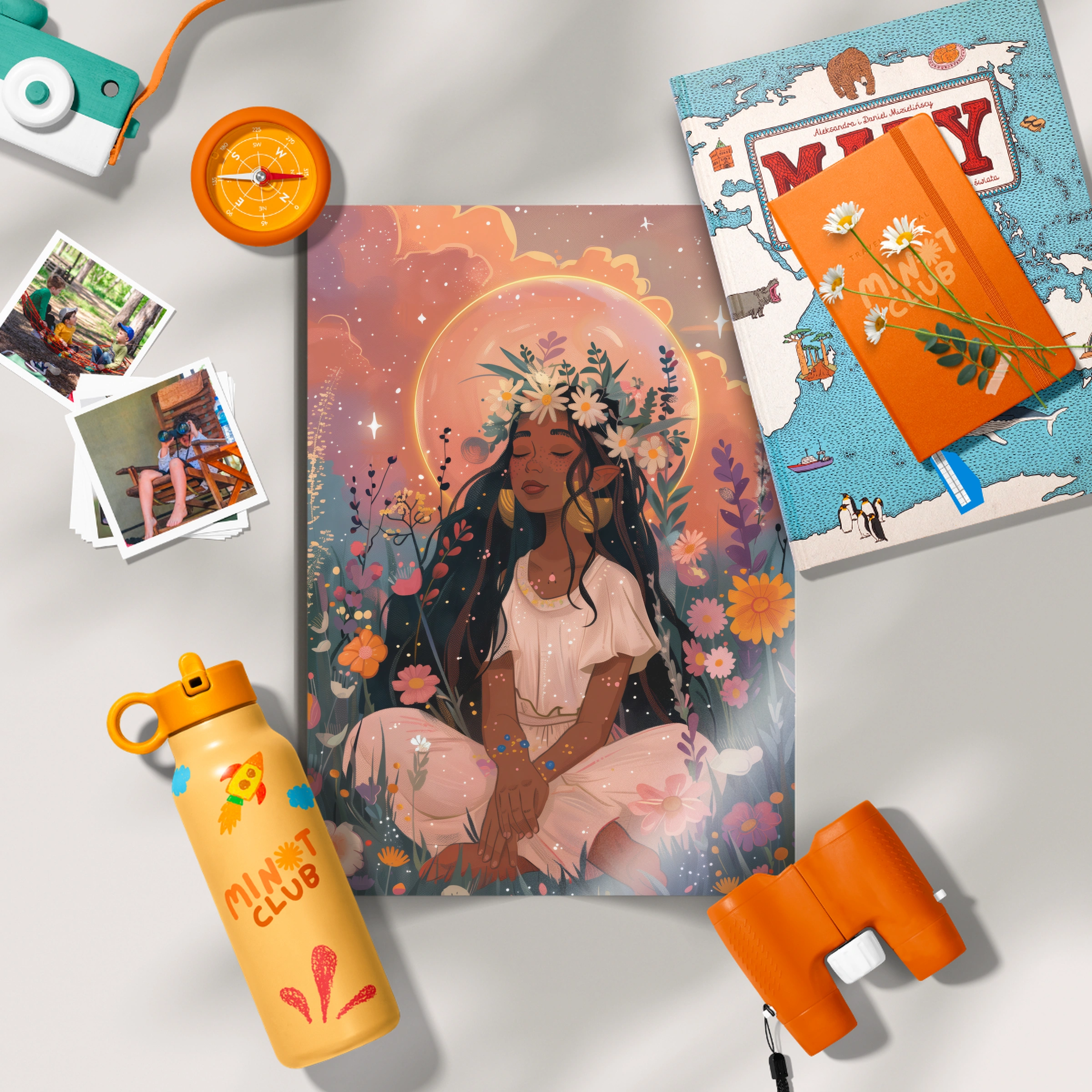 Woman with a Flower Halo Nursery Print