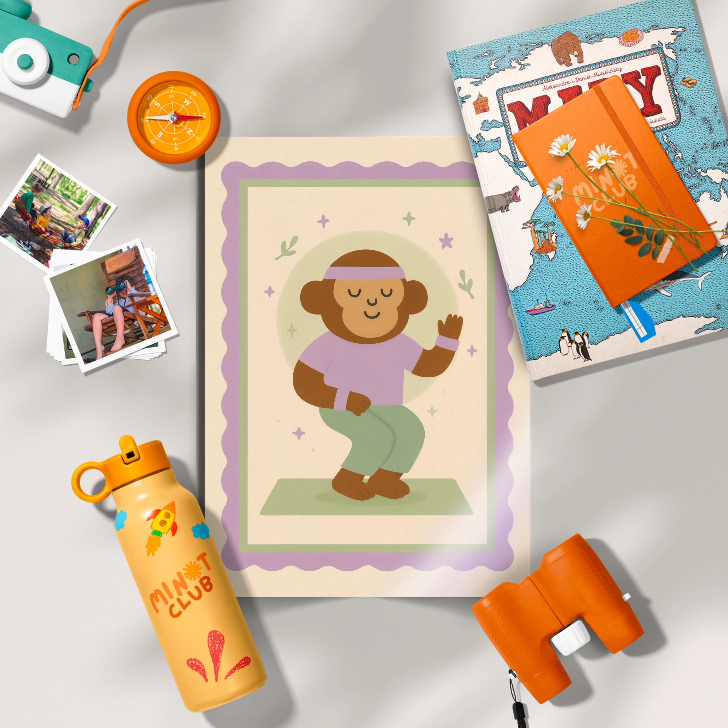 Yoga Monkey Nursery Print - flat lay nursery decor print