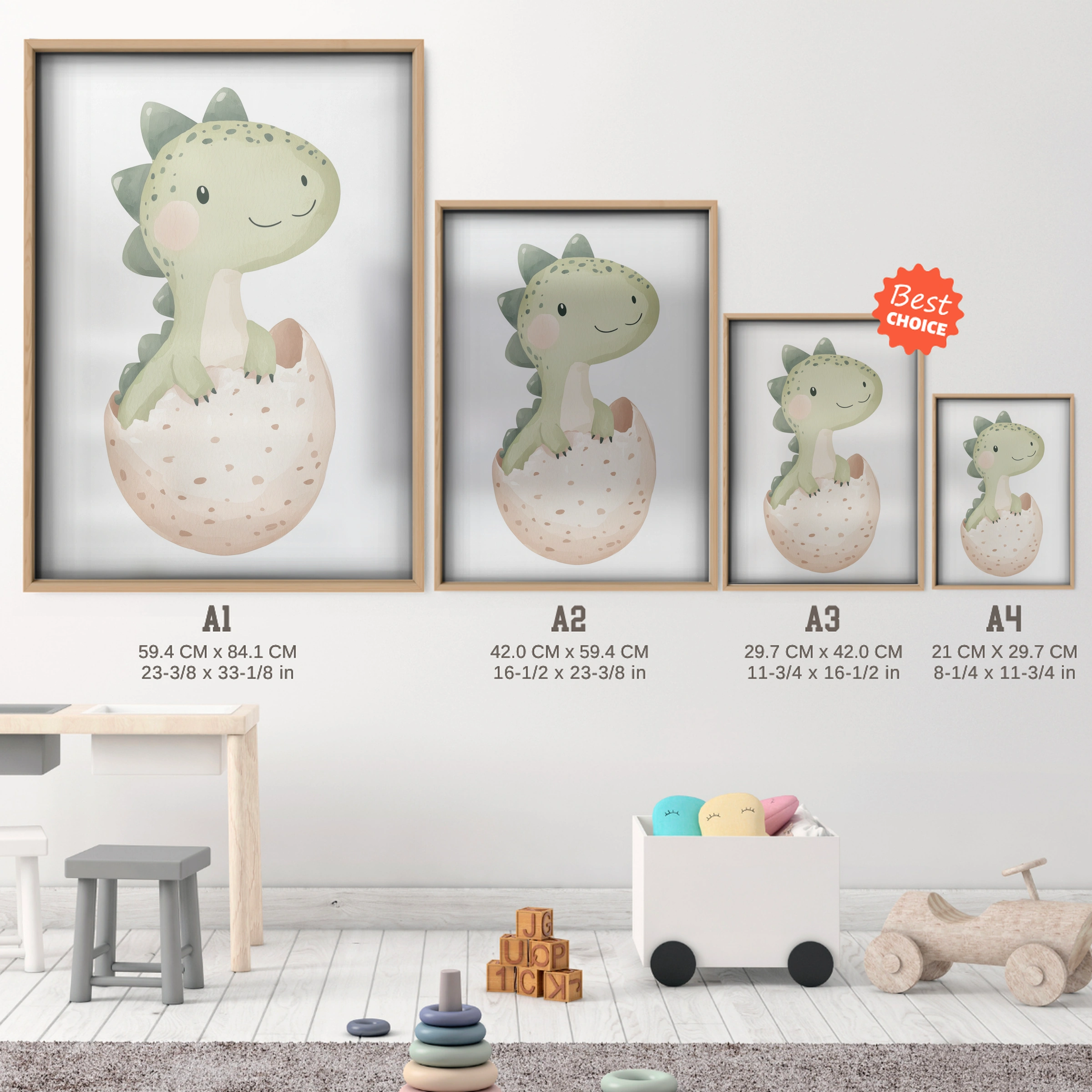 Baby Dragon Hatchling Nursery Print - size guide A4 A3 A2 A1 nursery print