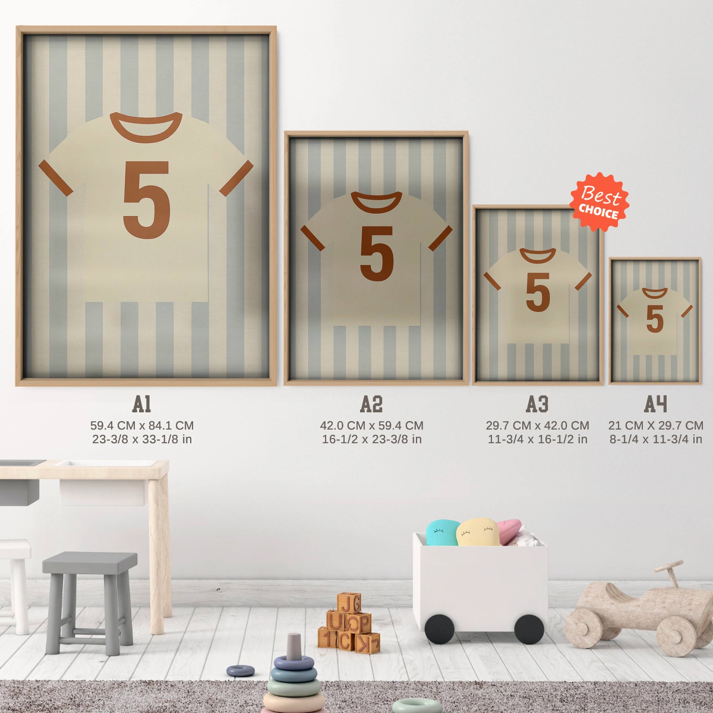 Baseball Jersey Nursery Print - size guide A4 A3 A2 A1 nursery print