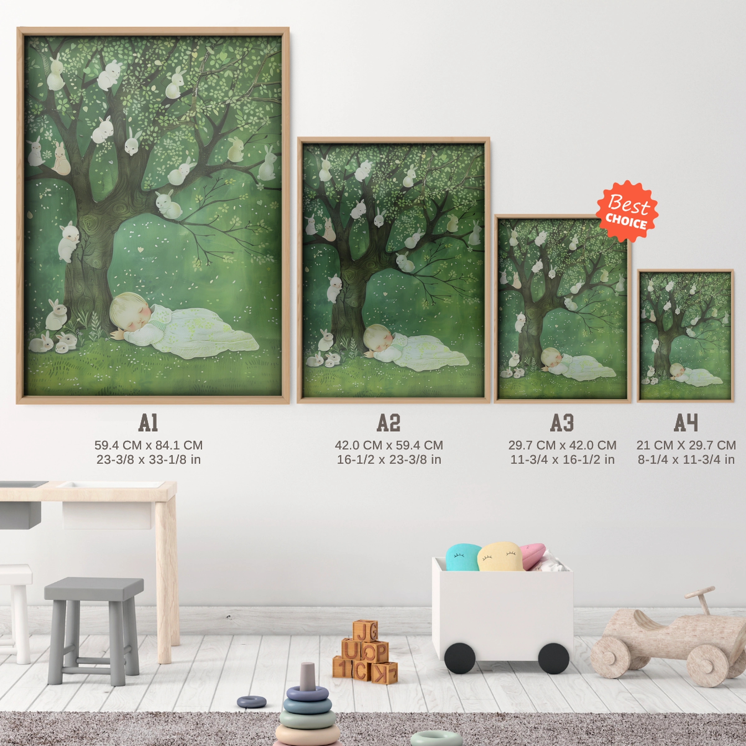 Child Under a Tree Nursery Print - size guide A4 A3 A2 A1 nursery print