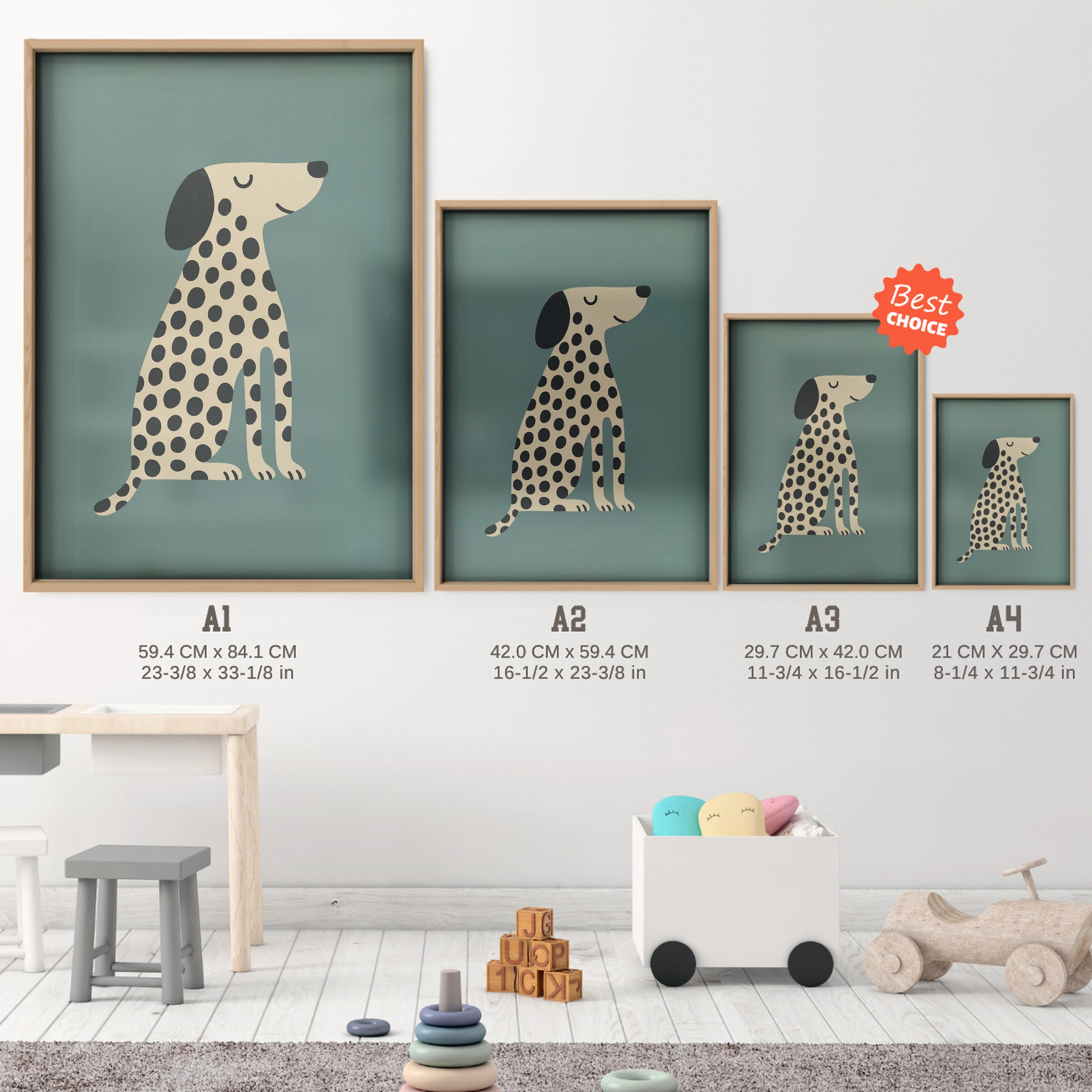Cool Kids Club Arch Nursery Print - size guide A4 A3 A2 A1 nursery print