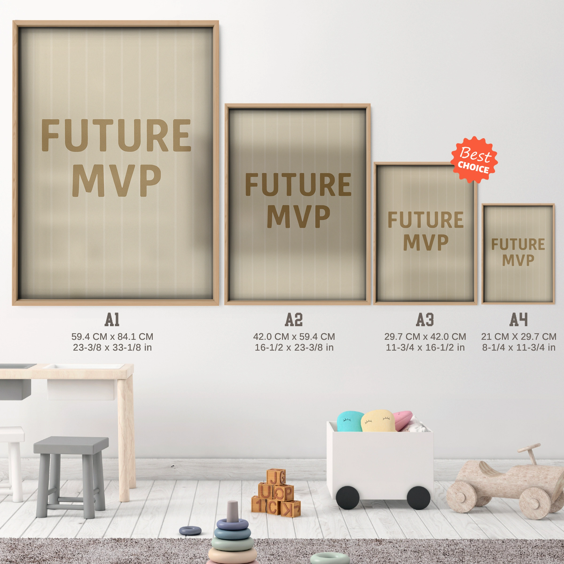 Future MVP Nursery Print - size guide A4 A3 A2 A1 nursery print