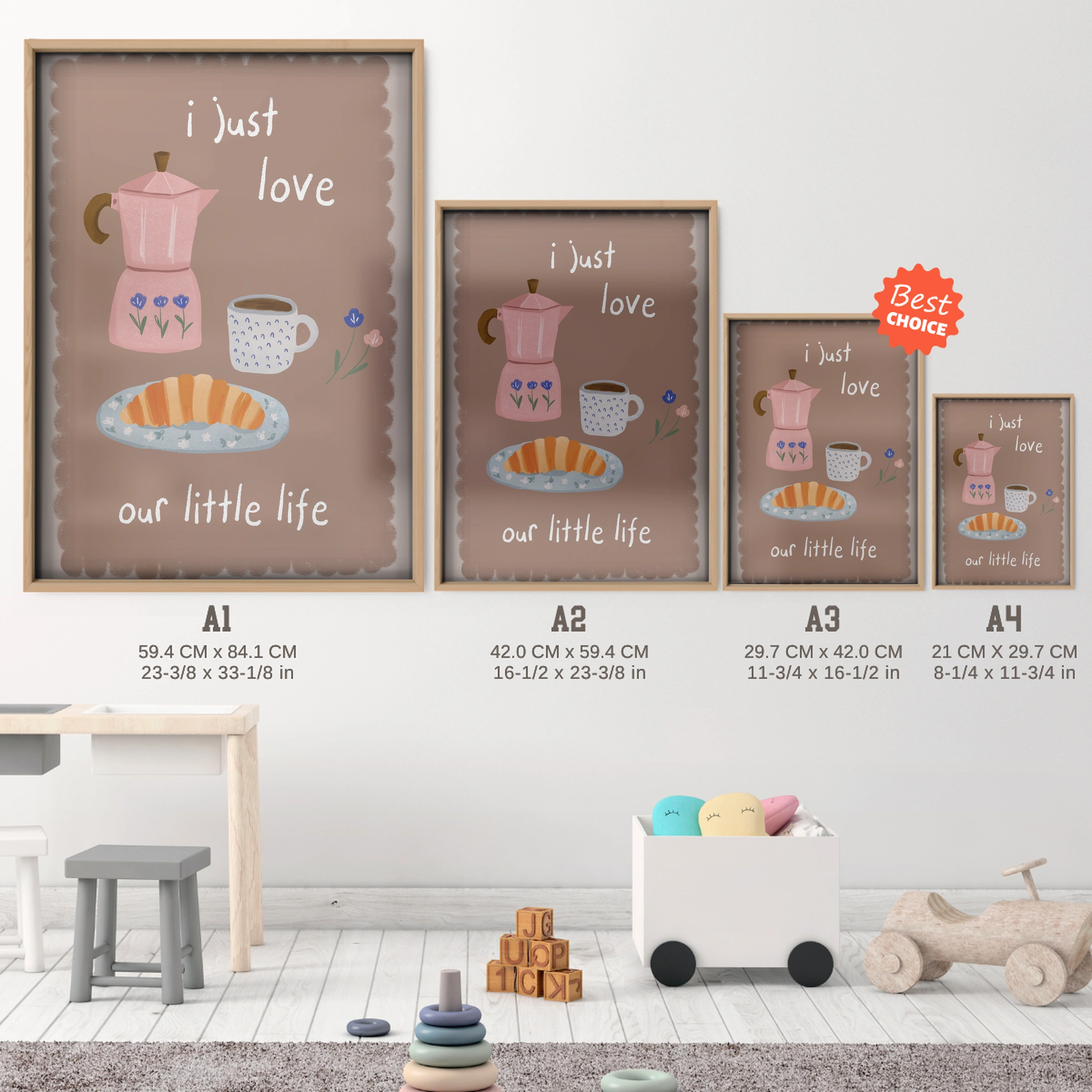 I Just Love Our Little Life Nursery Print - size guide A4 A3 A2 A1 nursery print