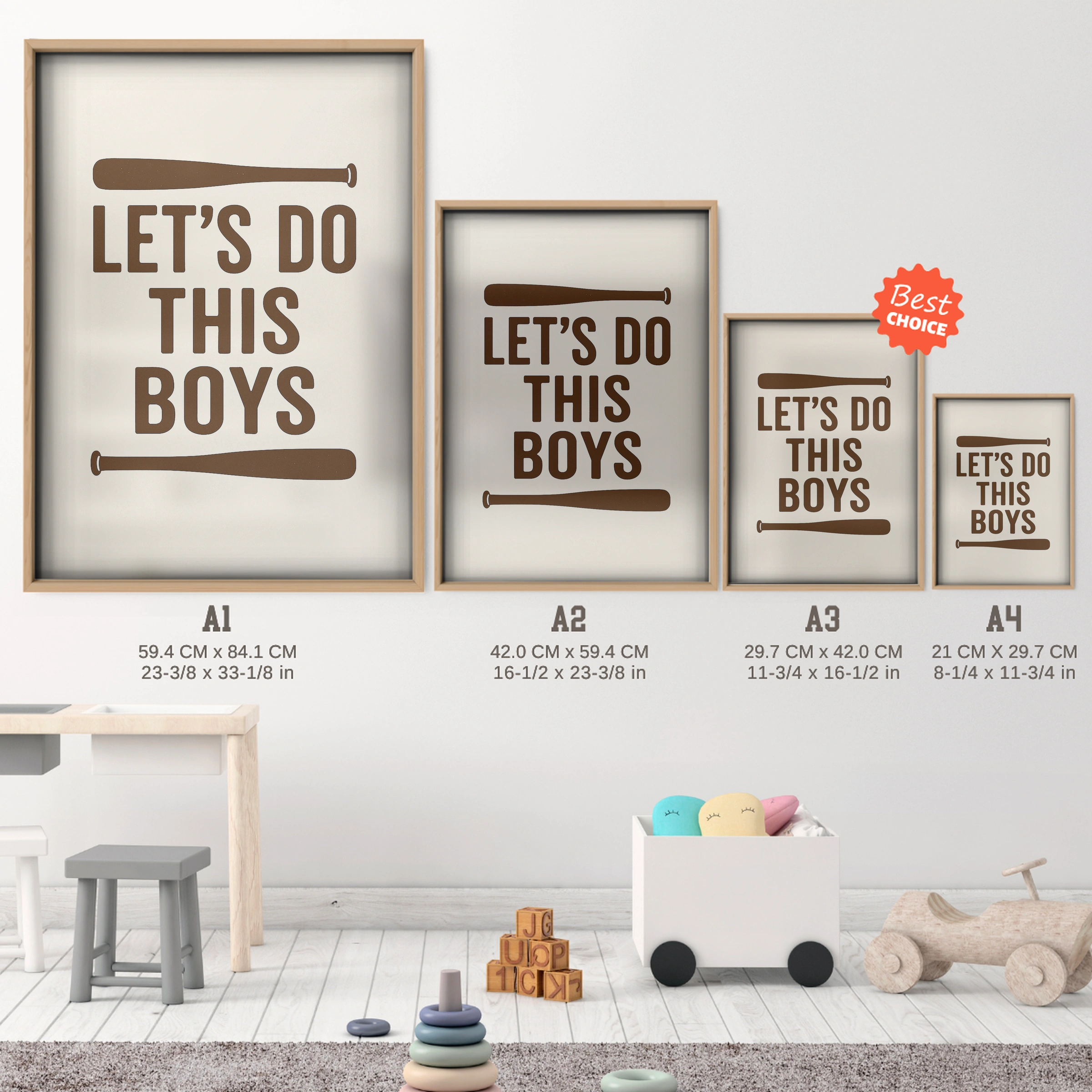 Let's Do This Boys Nursery Print - size guide A4 A3 A2 A1 nursery print