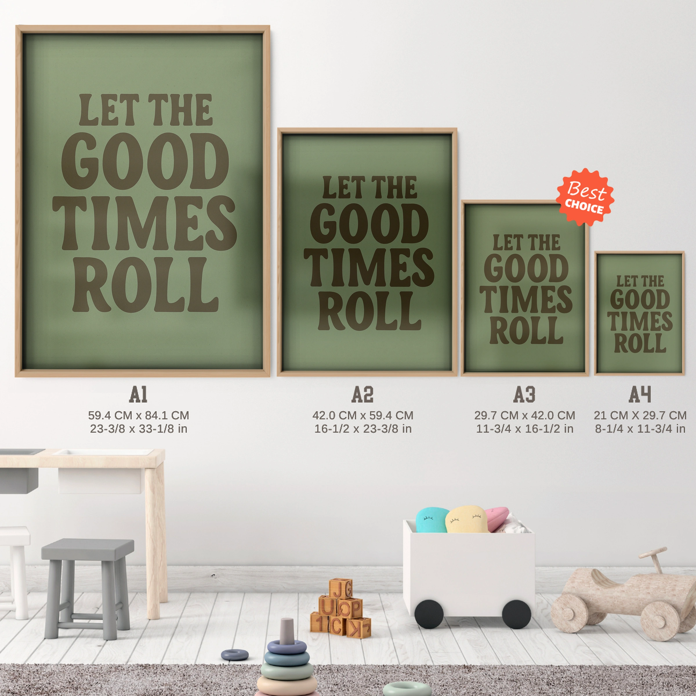 Let the Good Times Roll Golf Nursery Print - size guide A4 A3 A2 A1 nursery print