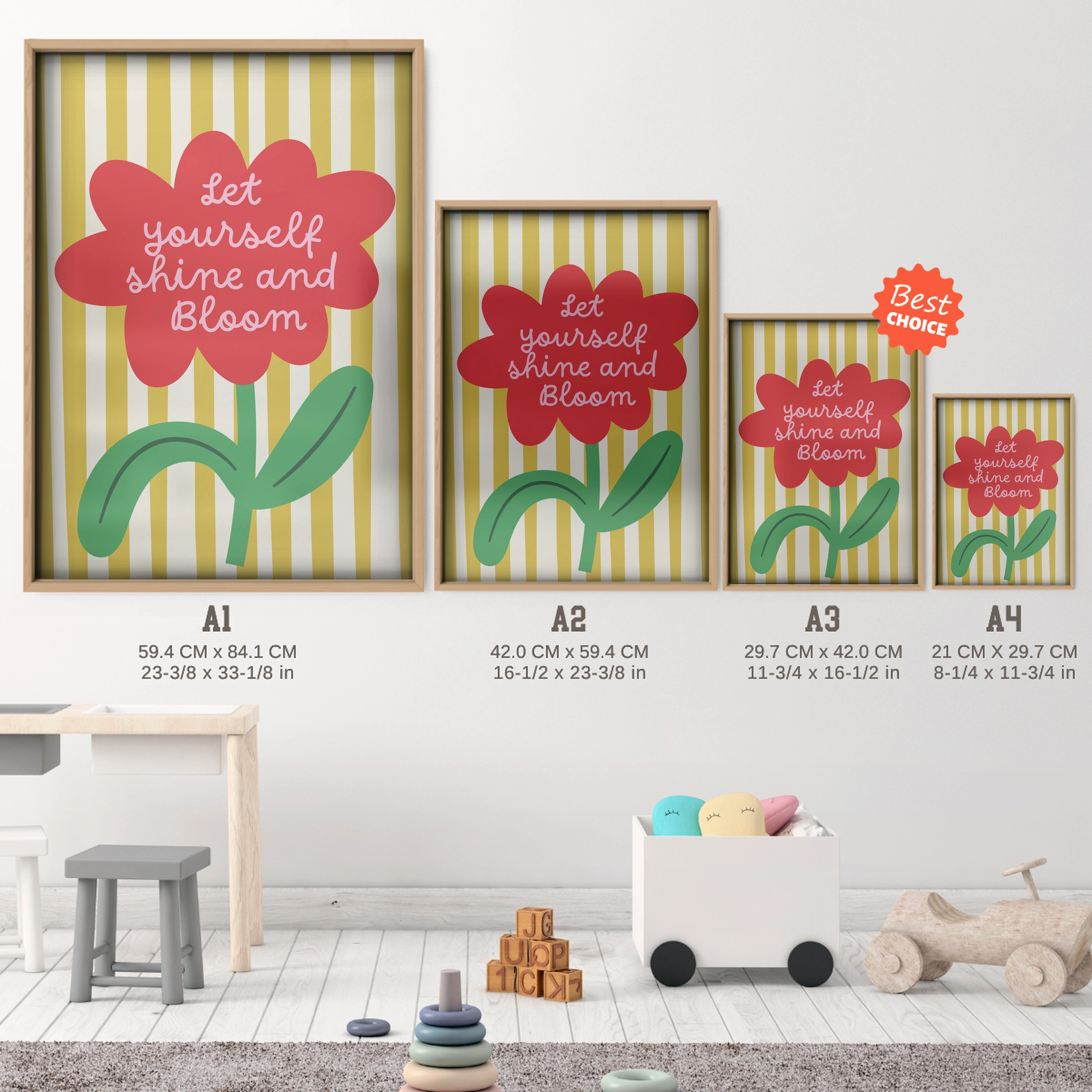 Let Yourself Shine And Bloom Nursery Print - size guide A4 A3 A2 A1 nursery print