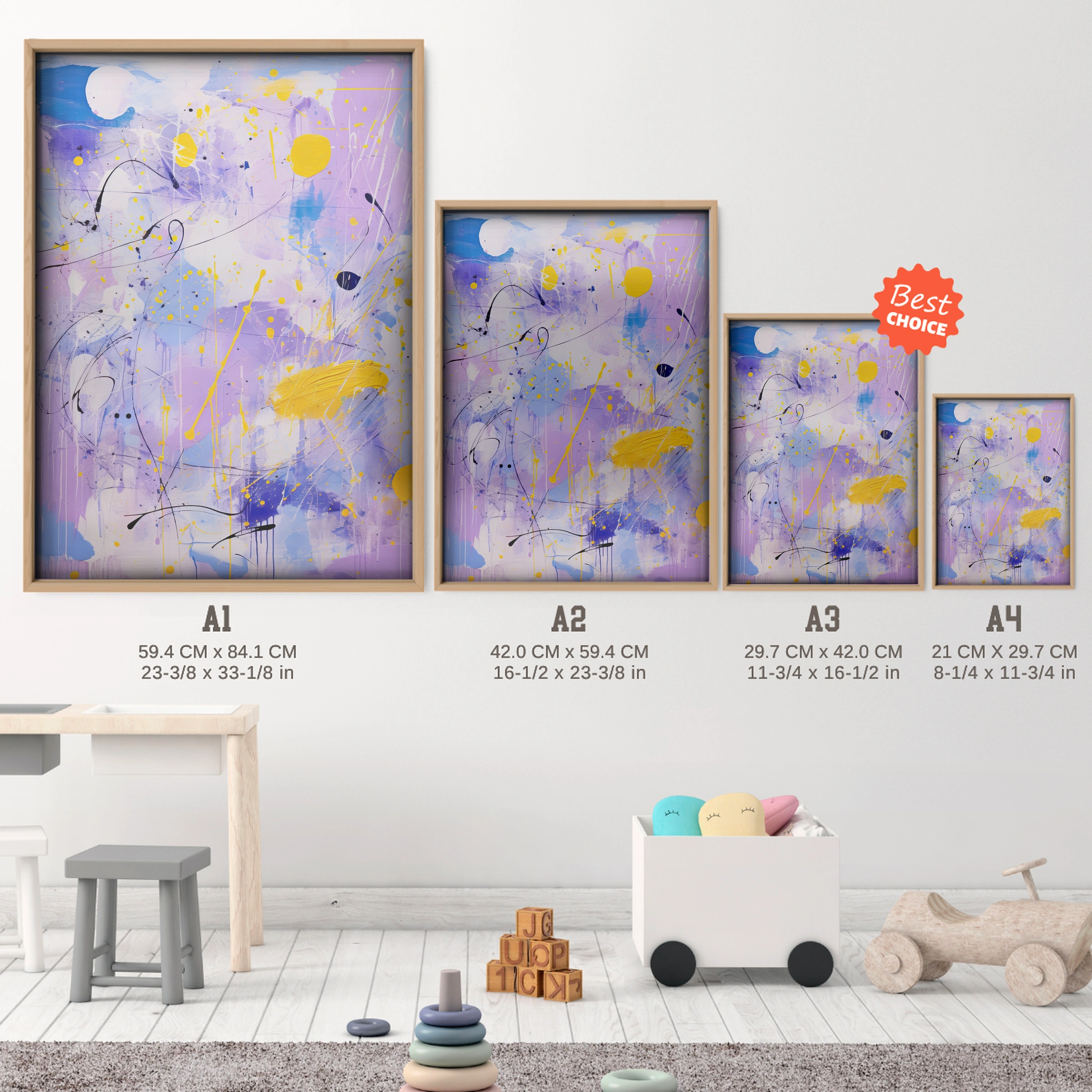 Moonlit Night Nursery Print - size guide A4 A3 A2 A1 nursery print
