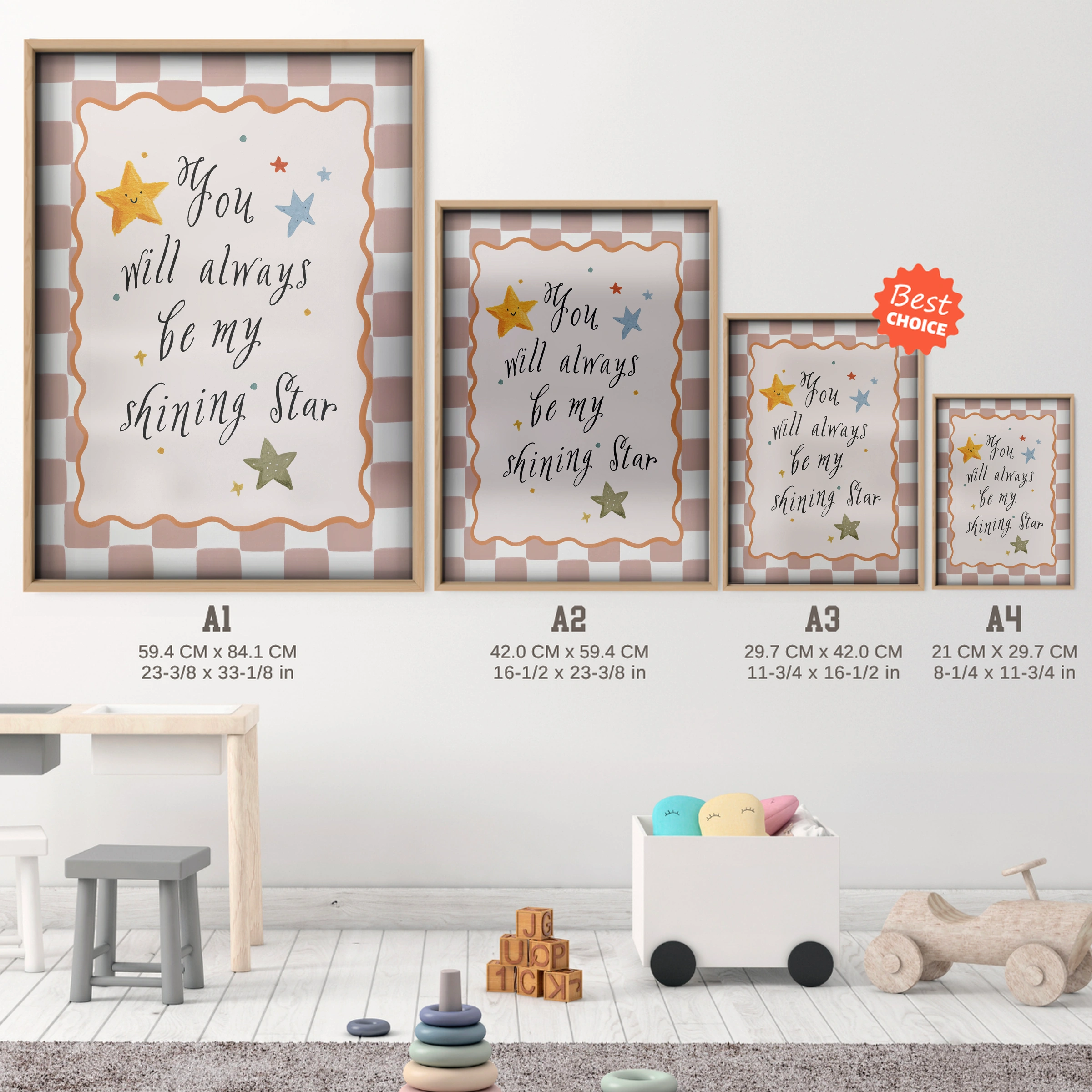 My Shining Star Nursery Print - size guide A4 A3 A2 A1 nursery print