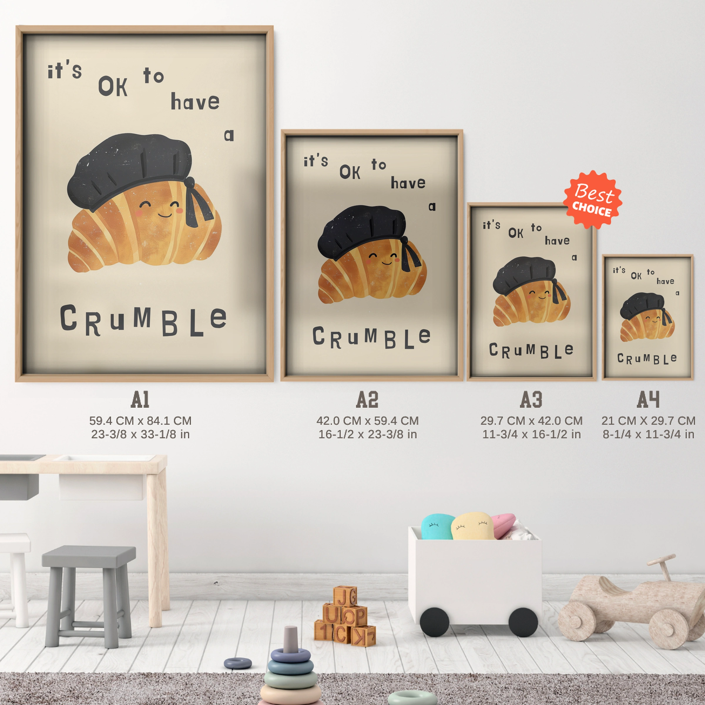 OK to Have a Crumble Nursery Print - size guide A4 A3 A2 A1 nursery print